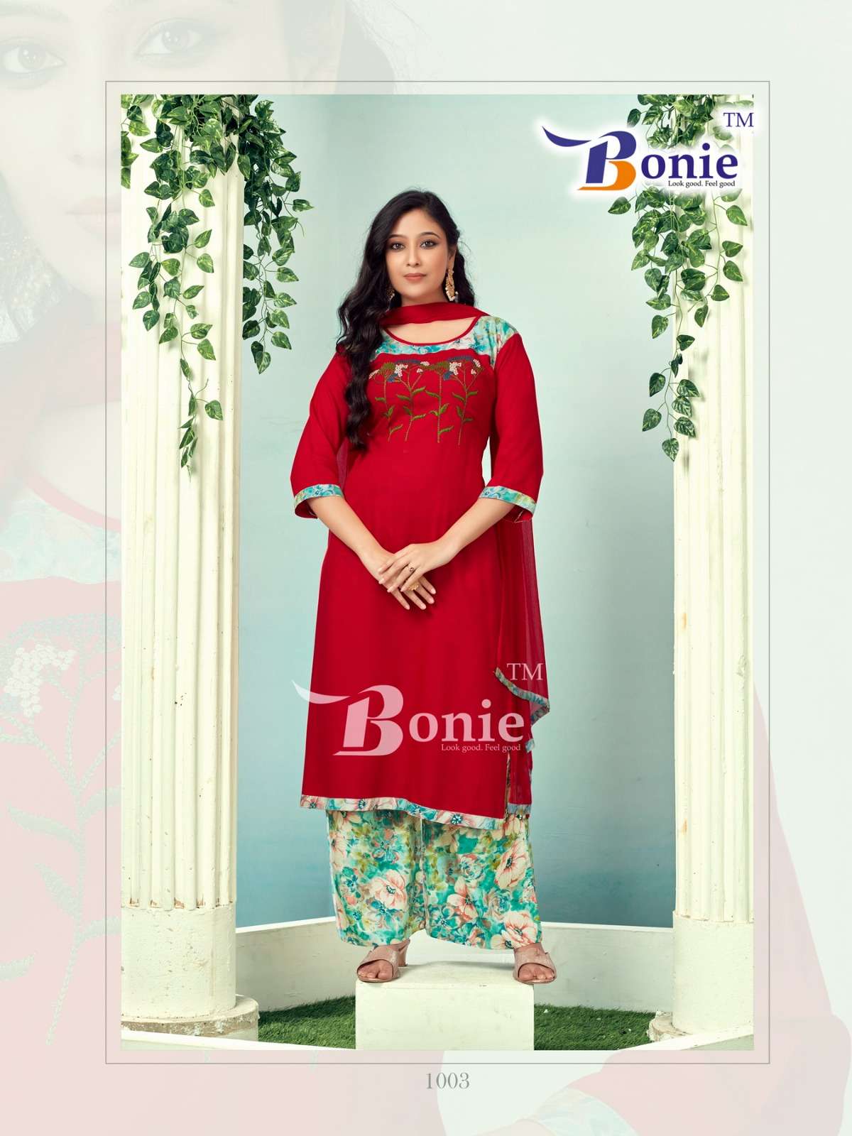 bonie nexa-26 1001-1006 series designer partywear kurti set wholesaler surat gujarat