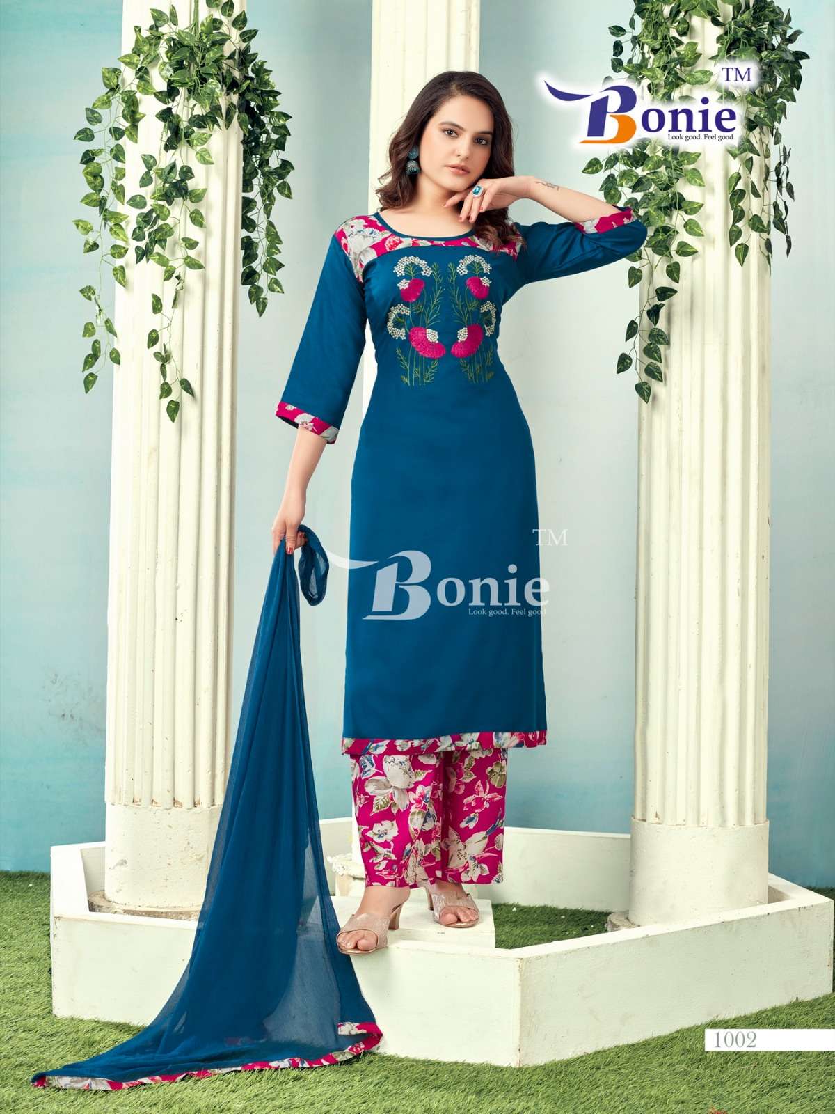bonie nexa-26 1001-1006 series designer partywear kurti set wholesaler surat gujarat