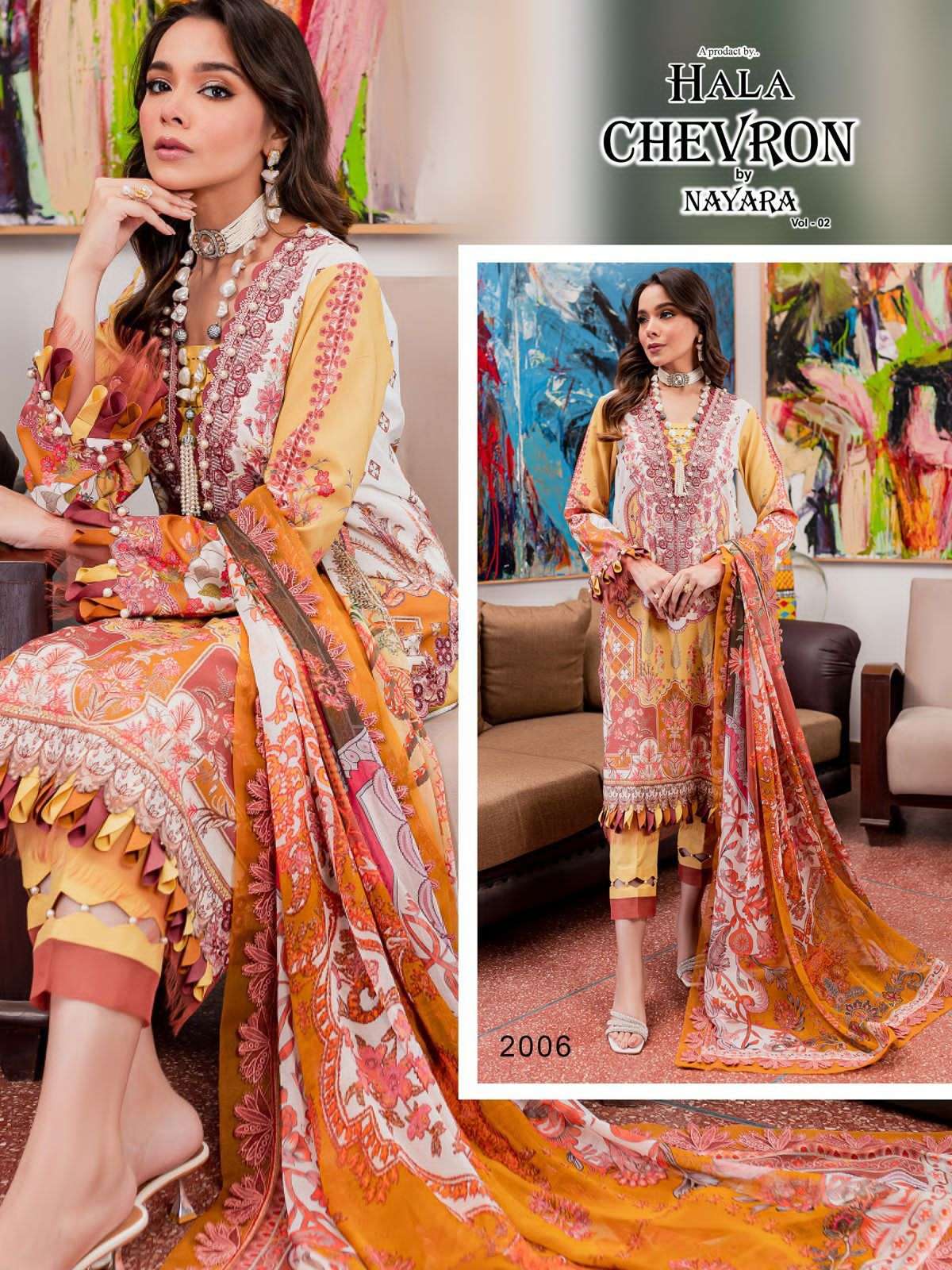 chevron by nayara vol-2 by hala heavy cotton karachi printed salwar kameez wholesale price surat