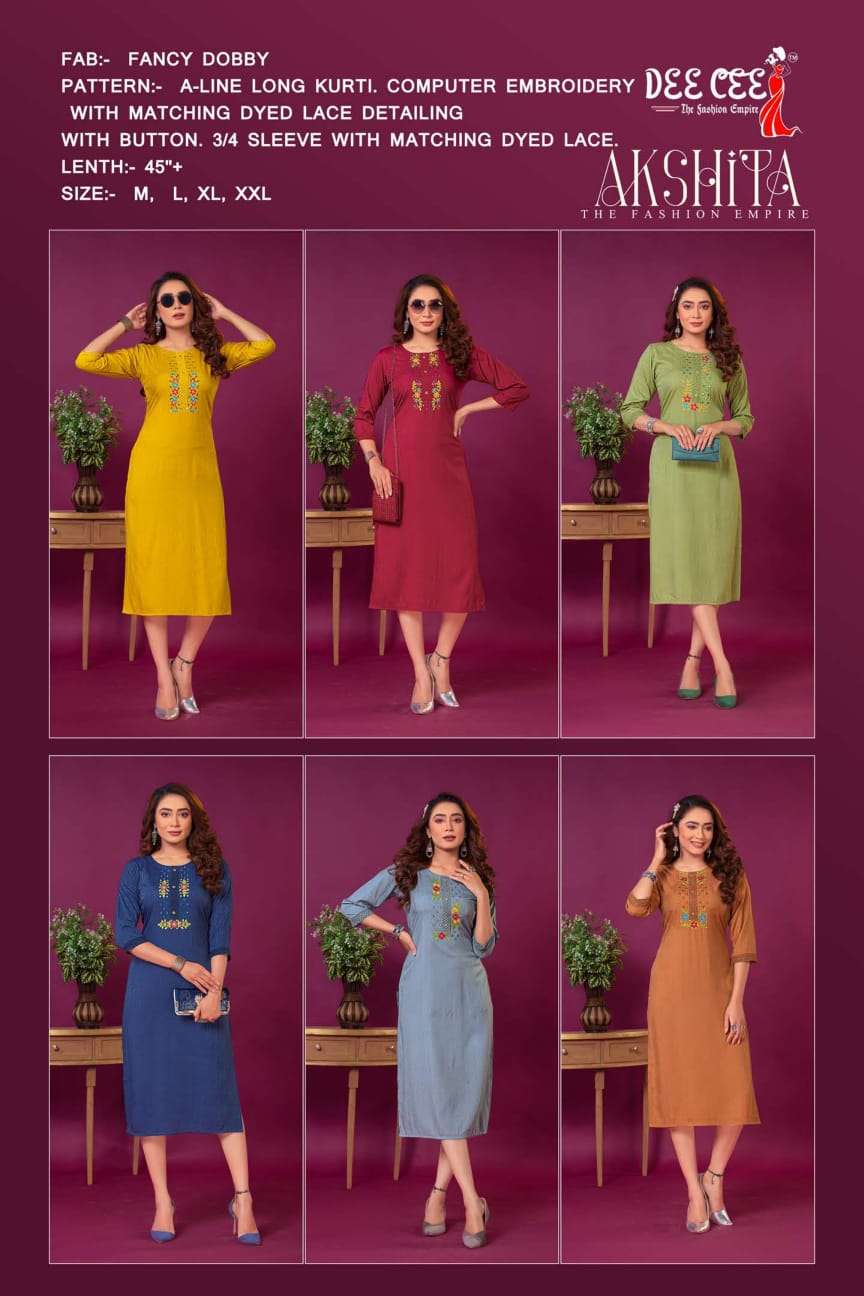 deecee akshita 1001-1006 series latest designer fancy kurti wholesaler surat gujarat