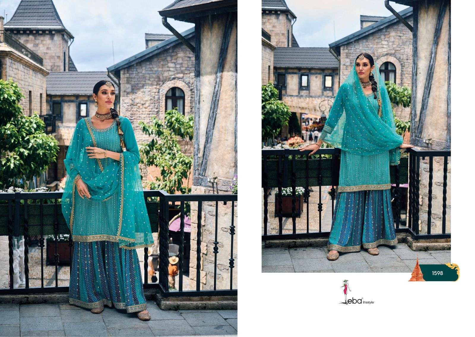 eba lifestyle mehak 1596-1599 series latest designer partwear salwar kameez wholesaler surat gujarat