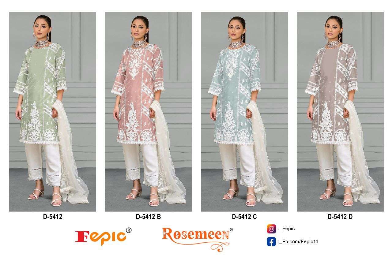 fepic rosemeen 5412 colour series designer pakistani salwar kameez wholesaler surat gujarat