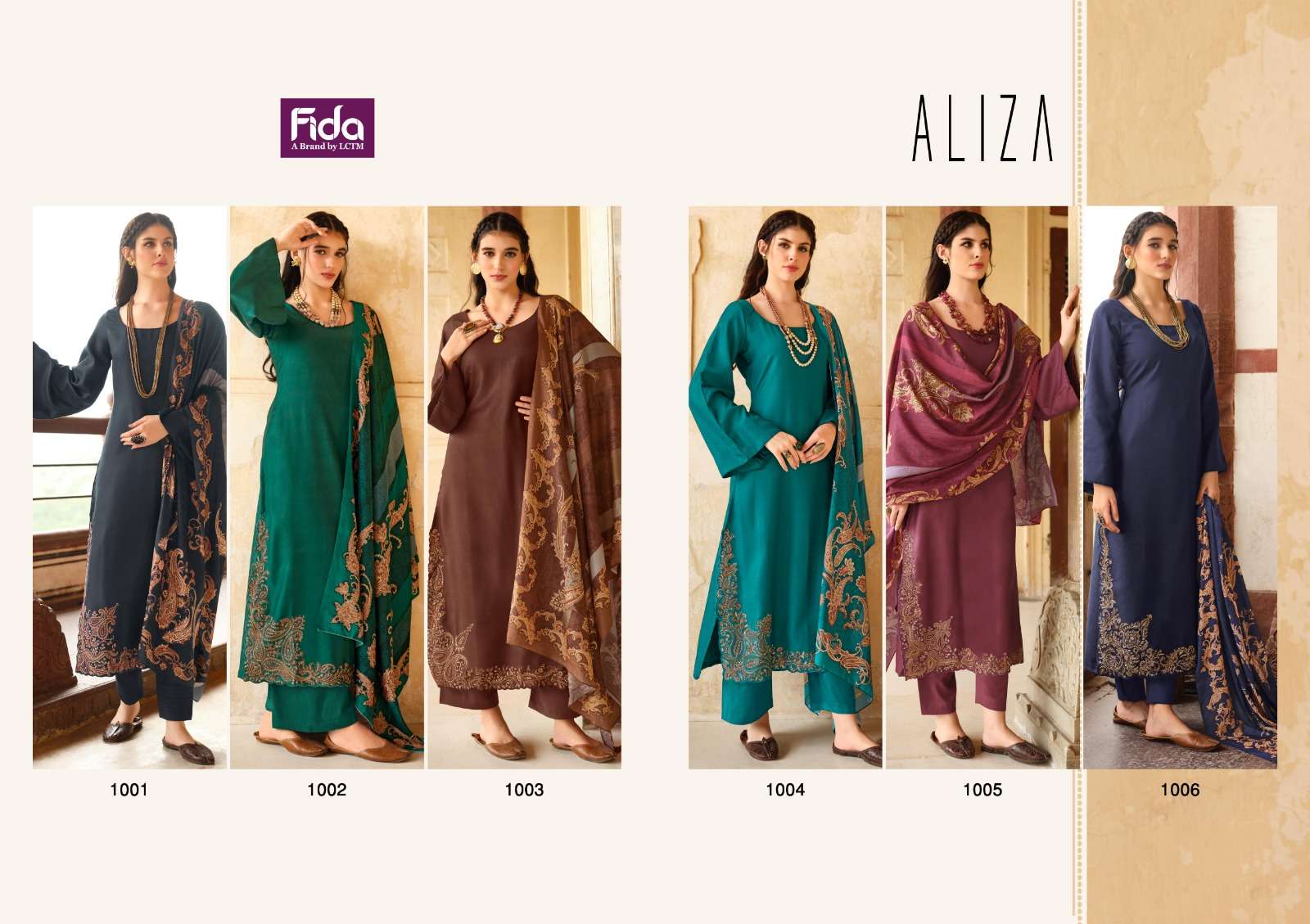 fida aliza premium wool pashmina unstich dress material collection wholesale price surat