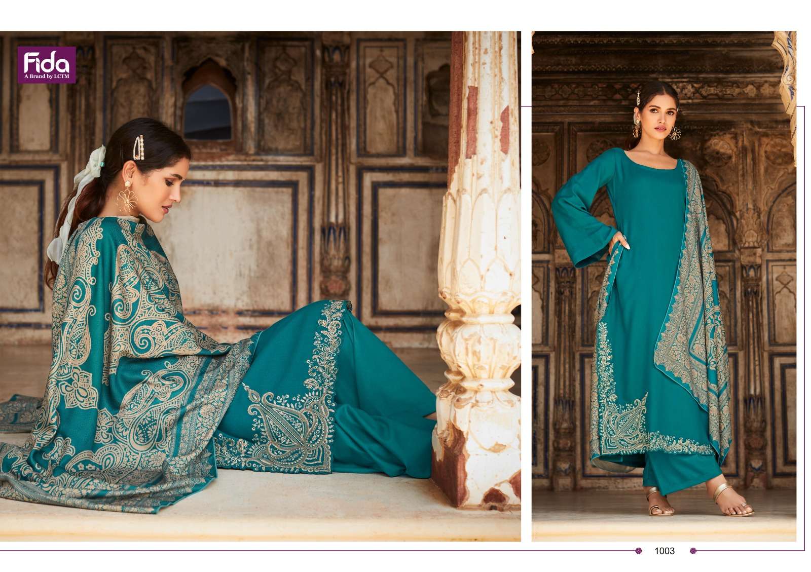 fida raah 1001-1006 series premium wool embroidered unstich dress material collection wholesale price 