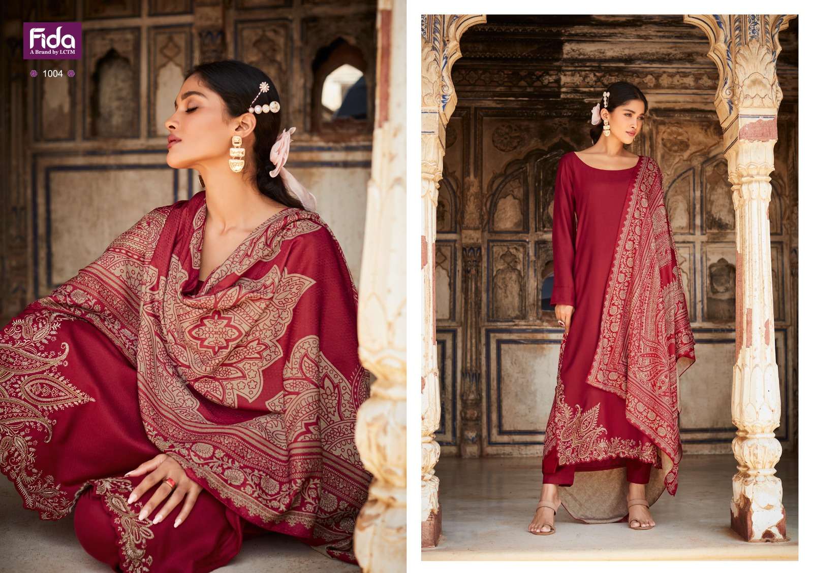 fida raah 1001-1006 series premium wool embroidered unstich dress material collection wholesale price 