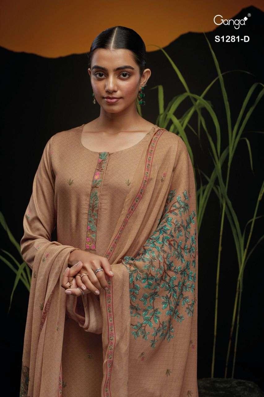 ganga aja 1281 designer pashmina dobby embroidred salwar kameez online shopping wholesale price india 