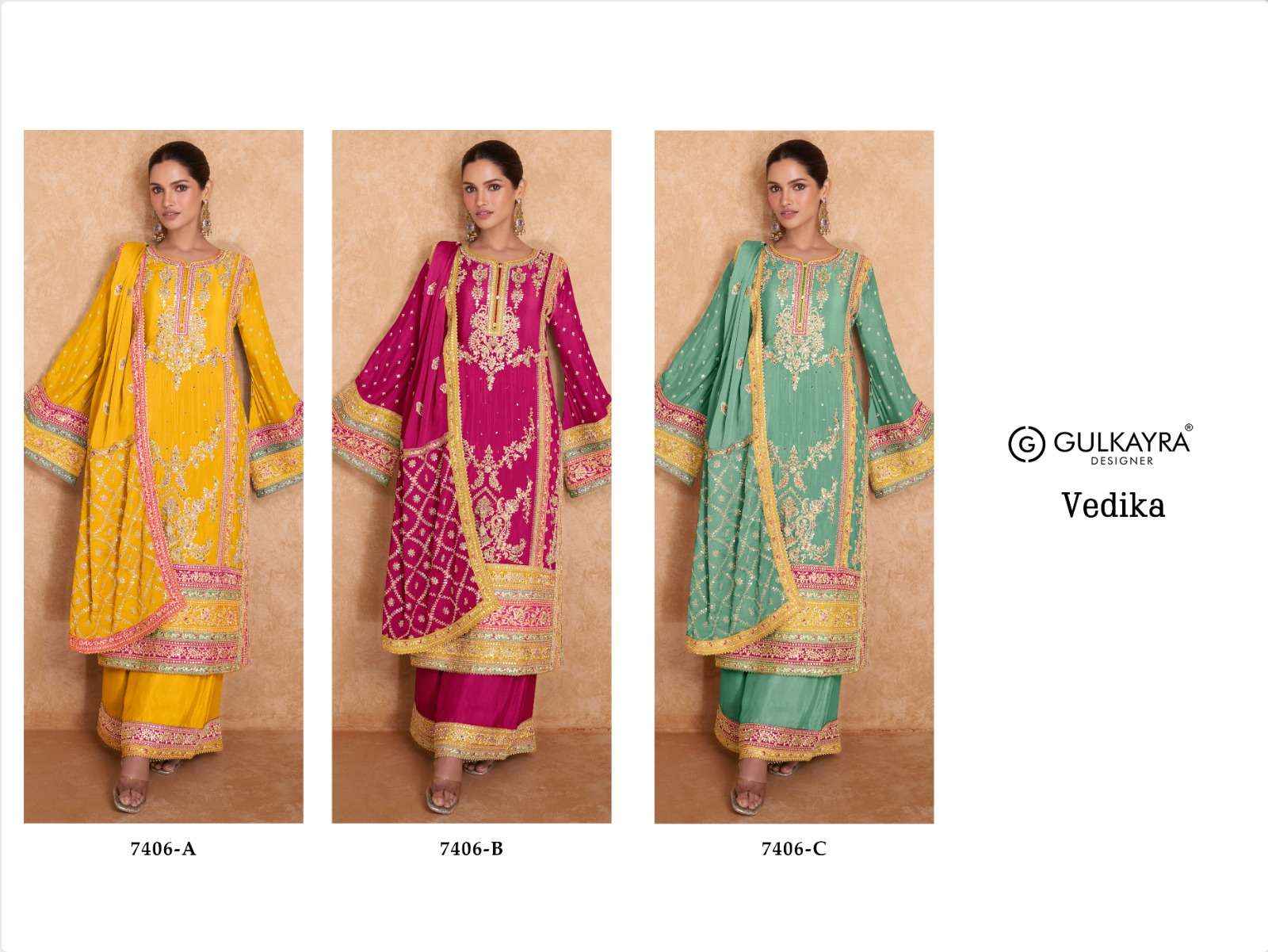 gulkayra designer vedika 7406 colour series designer readymade salwar kameez wholesaler surat gujarat