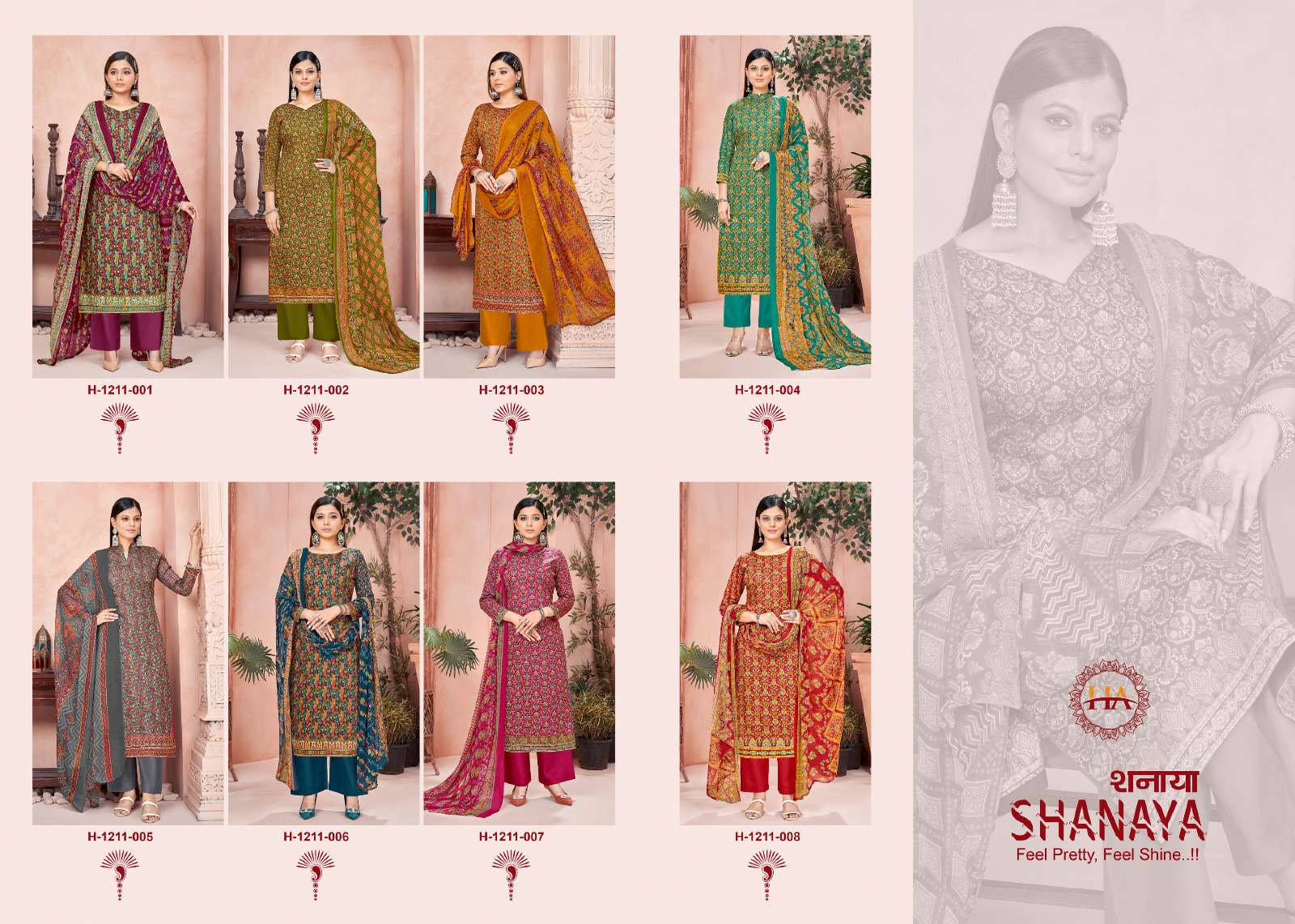 harshit fashion shanaya 1211-001-008 series latest designer salwar kameez wholesaler surat gujarat