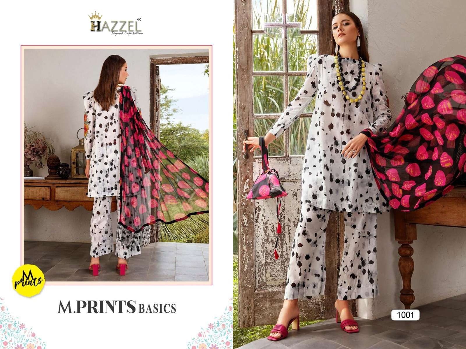 hazzel m prints basics 1001-1003 series latest pakistani salwar kameez wholesaler surat gujarat
