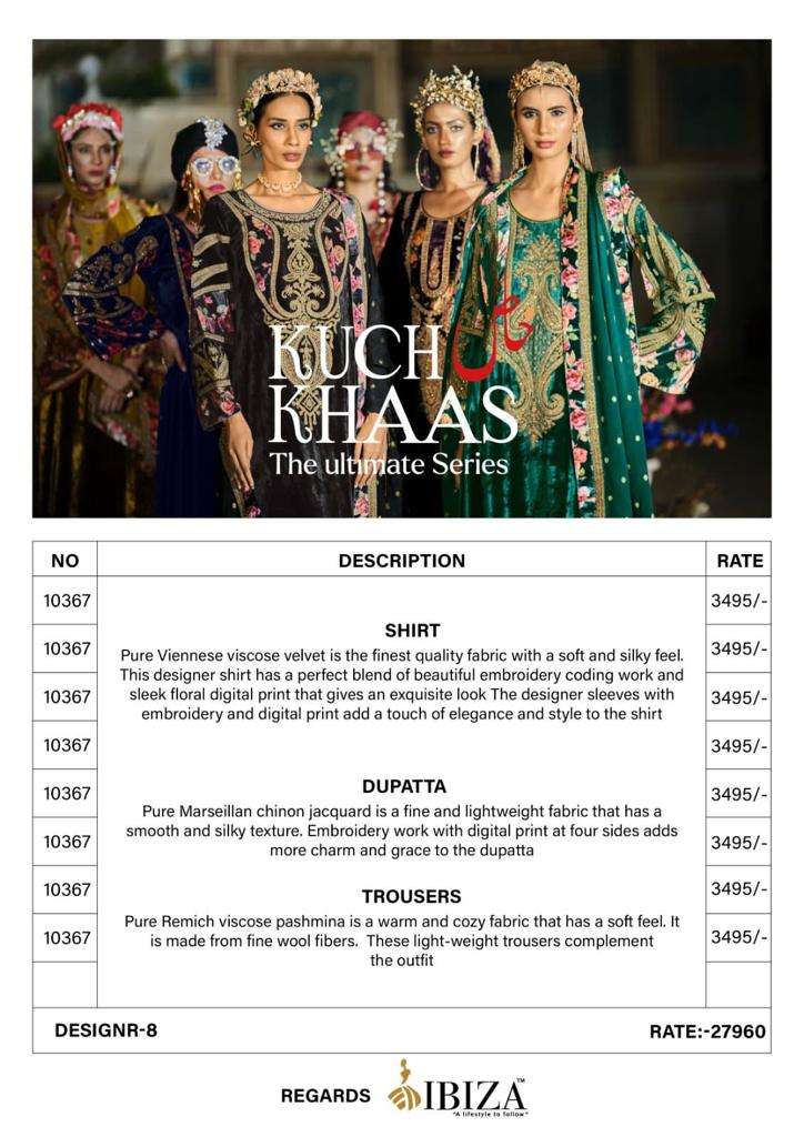 ibiza lifestyle kuch khaas vol 7 designer party wear velvet silk soft salwar kameez wholesale dealer surat  