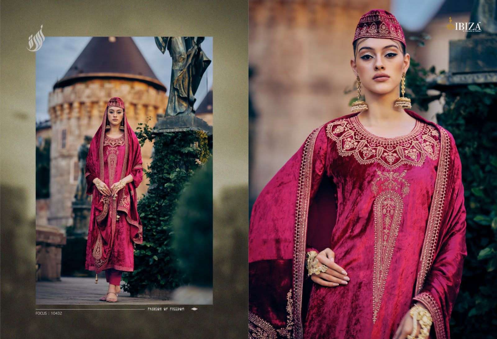 ibiza pink velvet 10429-10434 series latest designer salwar kameez wholesaler surat gujarat