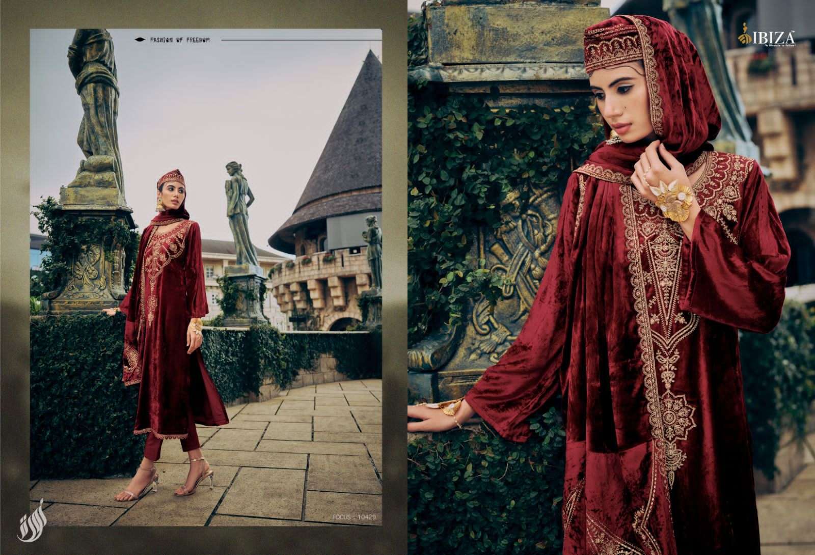 ibiza pink velvet 10429-10434 series latest designer salwar kameez wholesaler surat gujarat