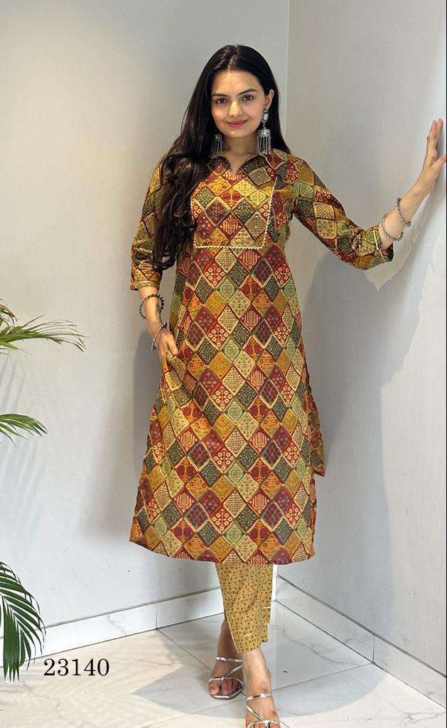 indira apparel 23140 design designer latest fancy kurti wholesaler surat gujarat
