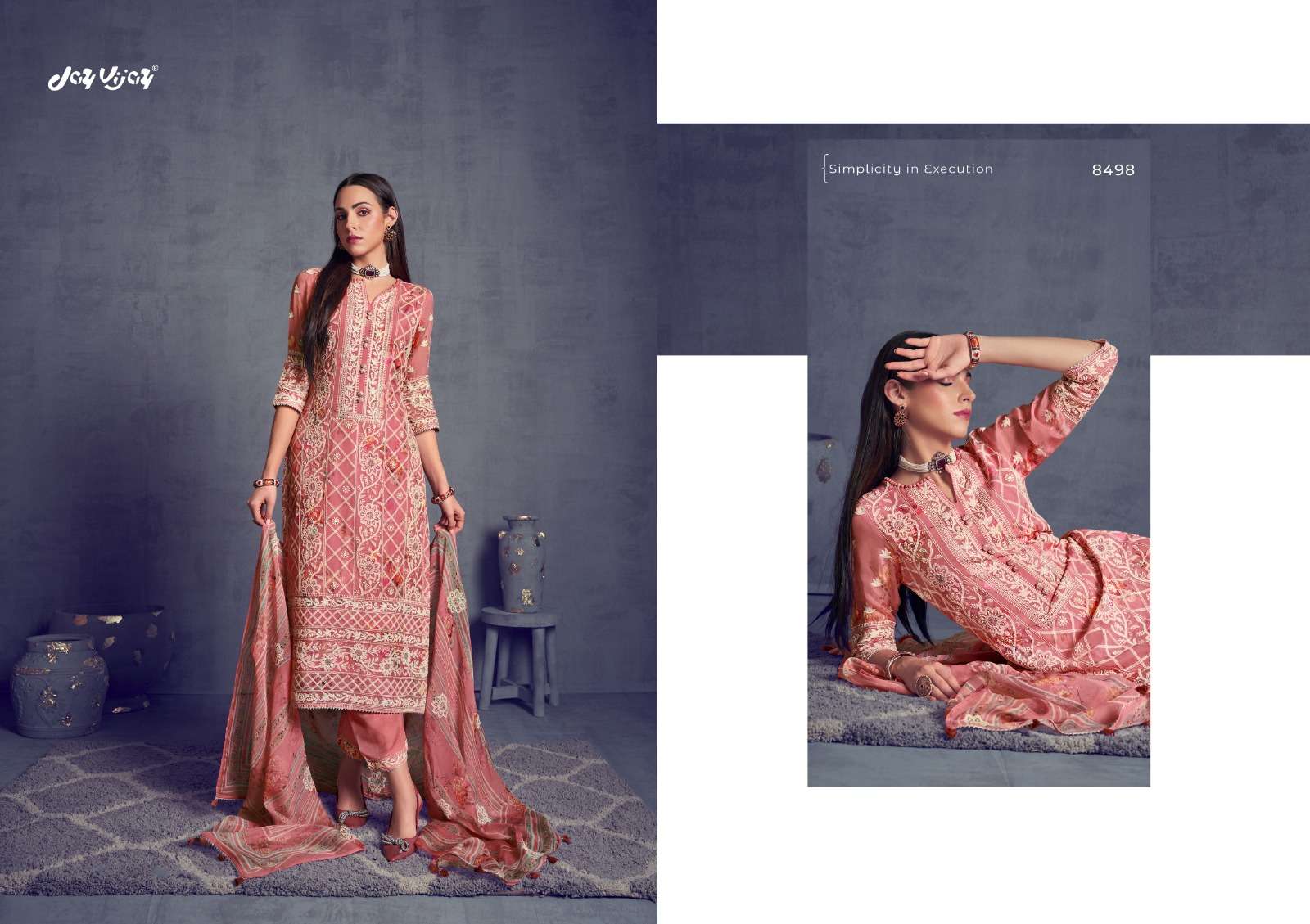 iqra jayvijay 8491-8498 series latest trending designer fancy salwar kameez wholesaler surat gujarat