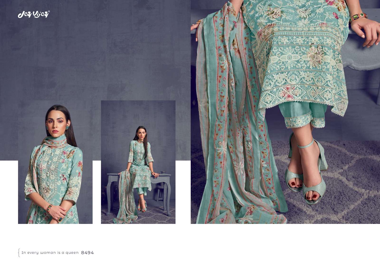 iqra jayvijay 8491-8498 series latest trending designer fancy salwar kameez wholesaler surat gujarat