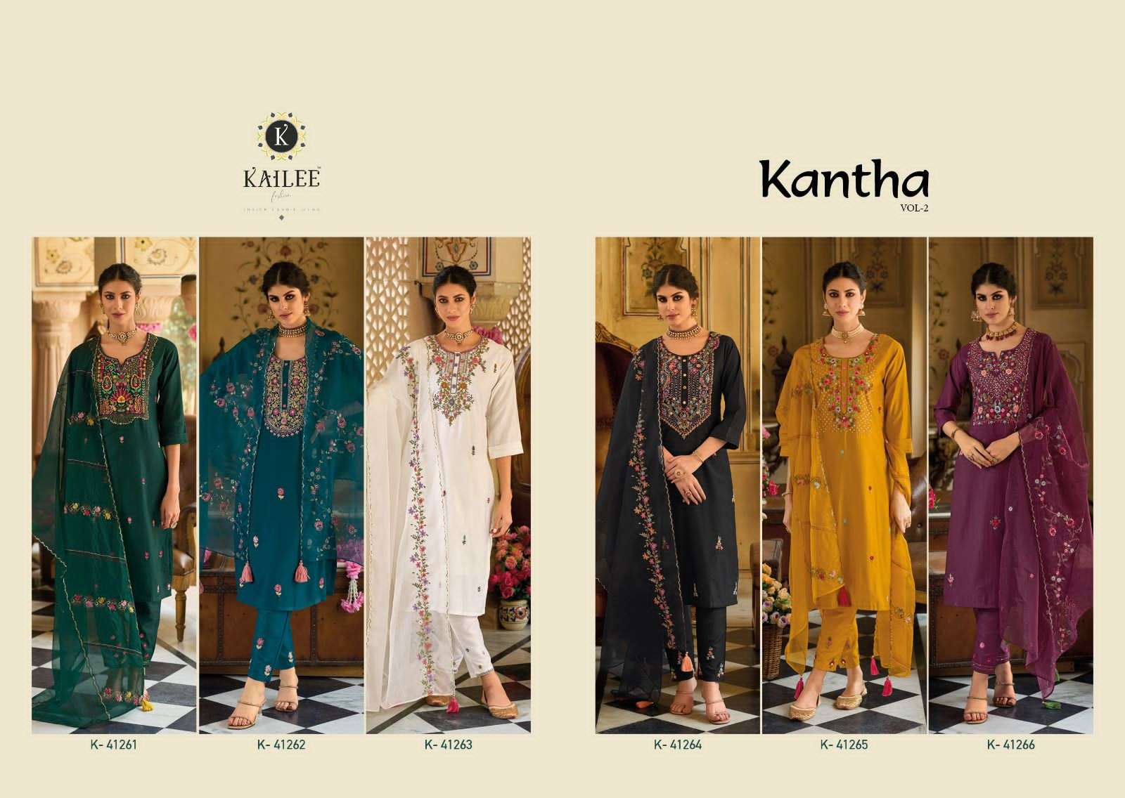 kailee fashion kantha vol-2 41261-41266 series latest designer kurti wholesaler surat gujarat