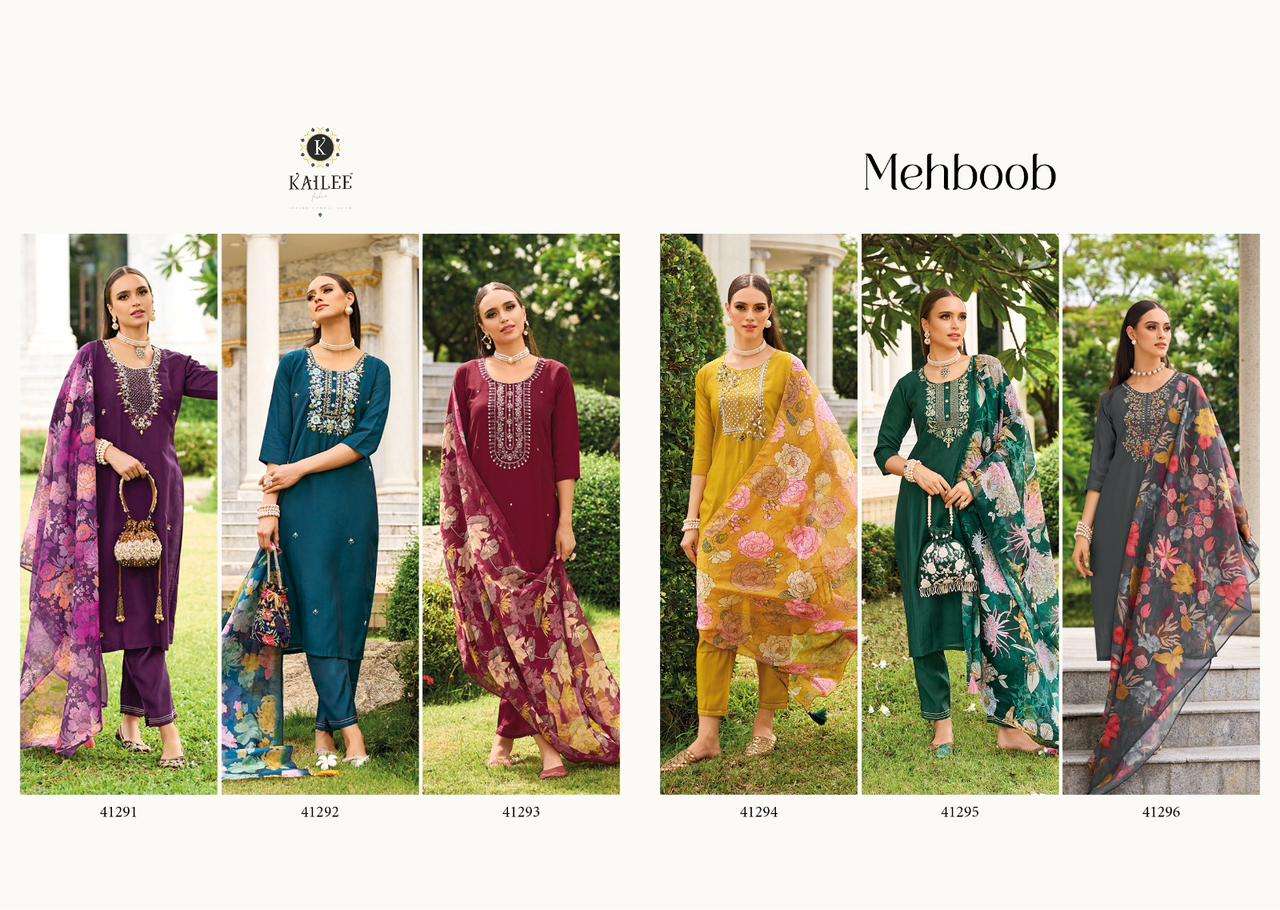 kailee fashion mehboob 41291-41296 series latest traditional kurti set wholesaler surat gujarat