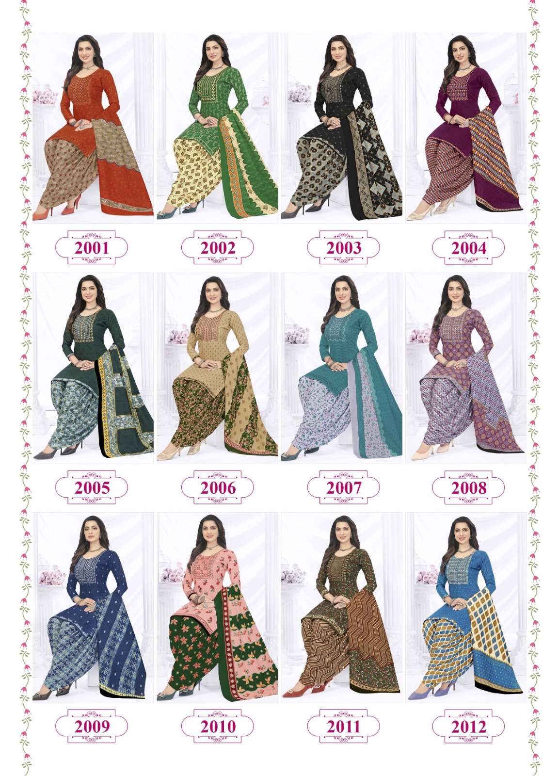 kanika special embroidery vol 2 2001-2012 series mix cotton patiyala stich salwar kameez online best rate surat manufacturer