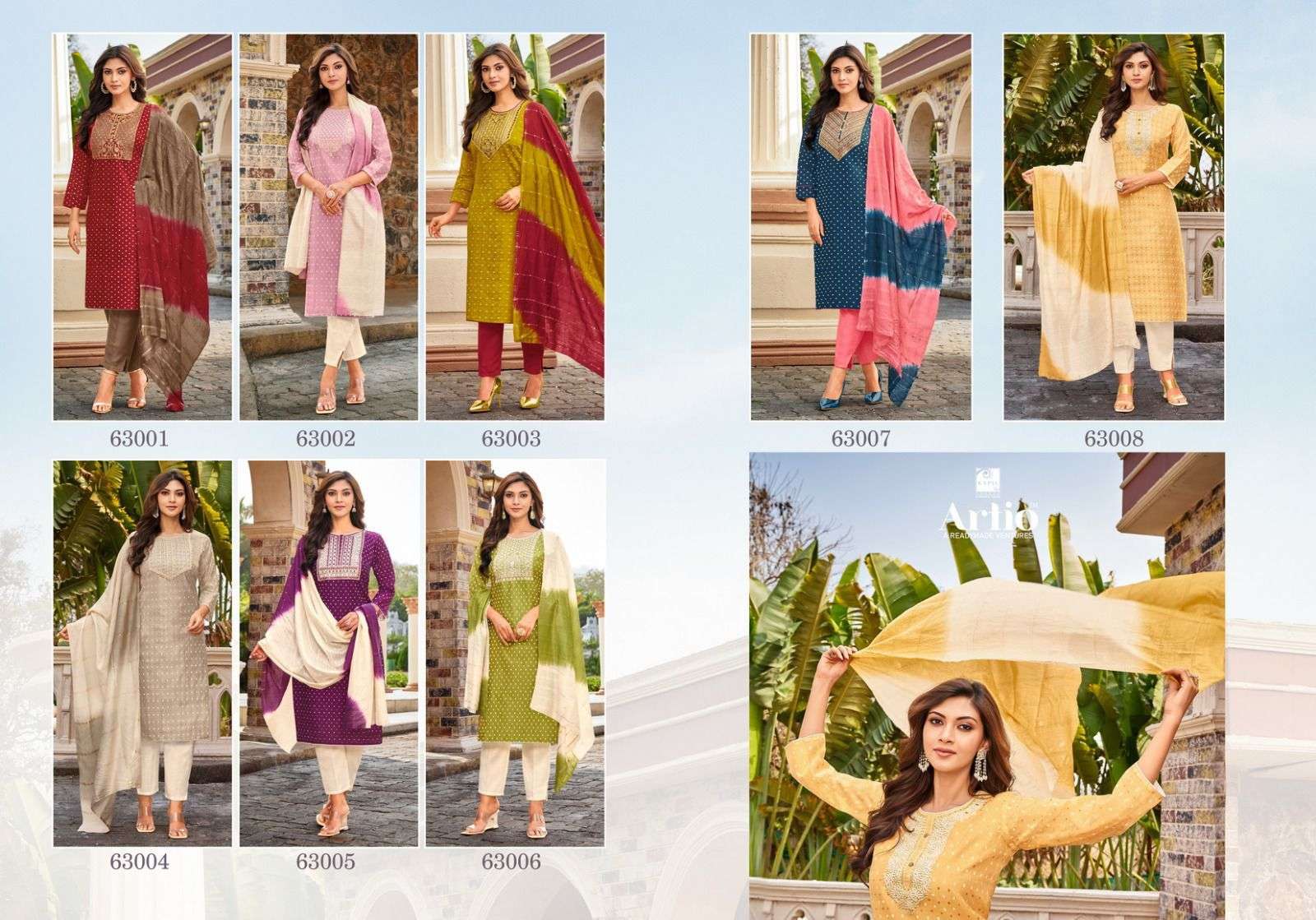 kapil trendz midori vol-2 63001-63008 series latest designer kurti set wholesaler surat gujarat