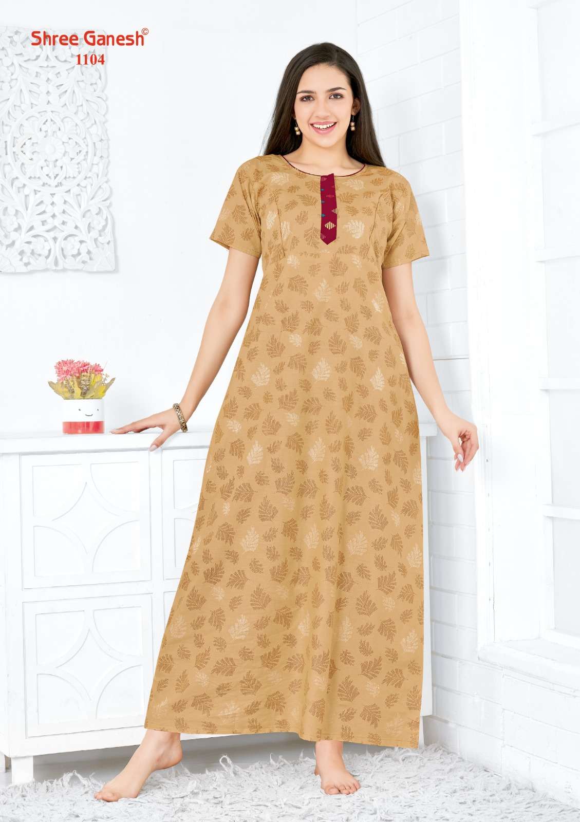 kavya vol-1 shree ganesh 1101-1120 series latest casual night gown wholesaler surat gujarat