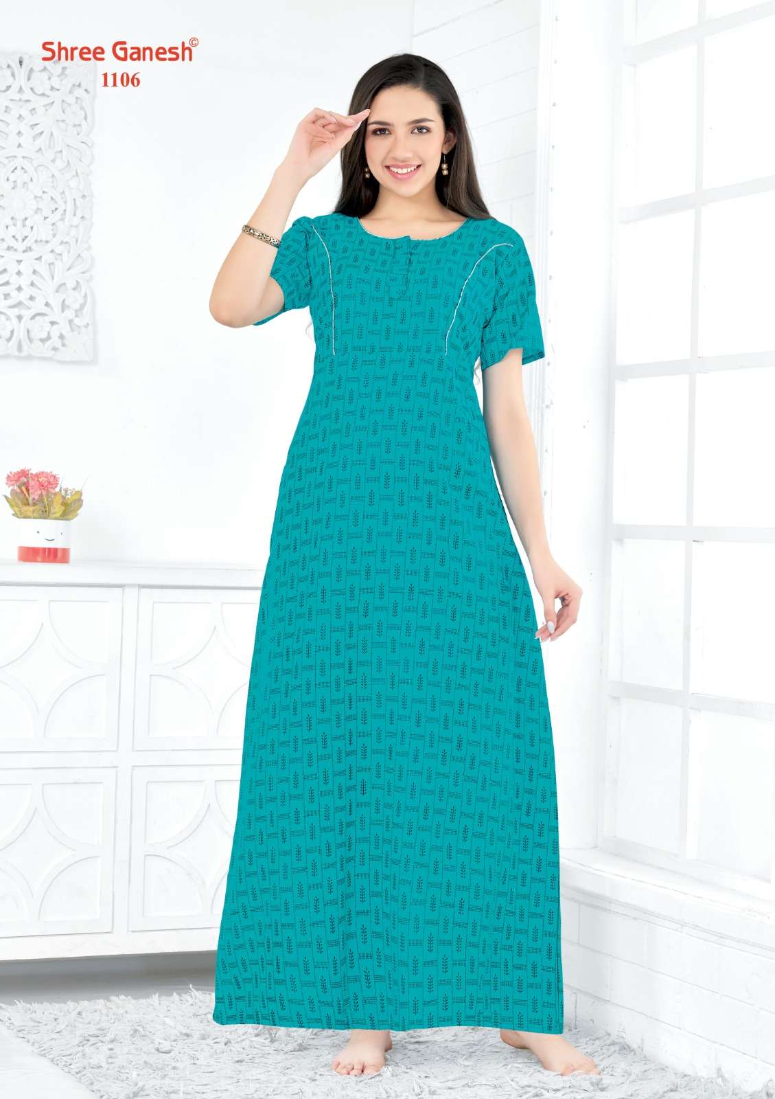 kavya vol-1 shree ganesh 1101-1120 series latest casual night gown wholesaler surat gujarat