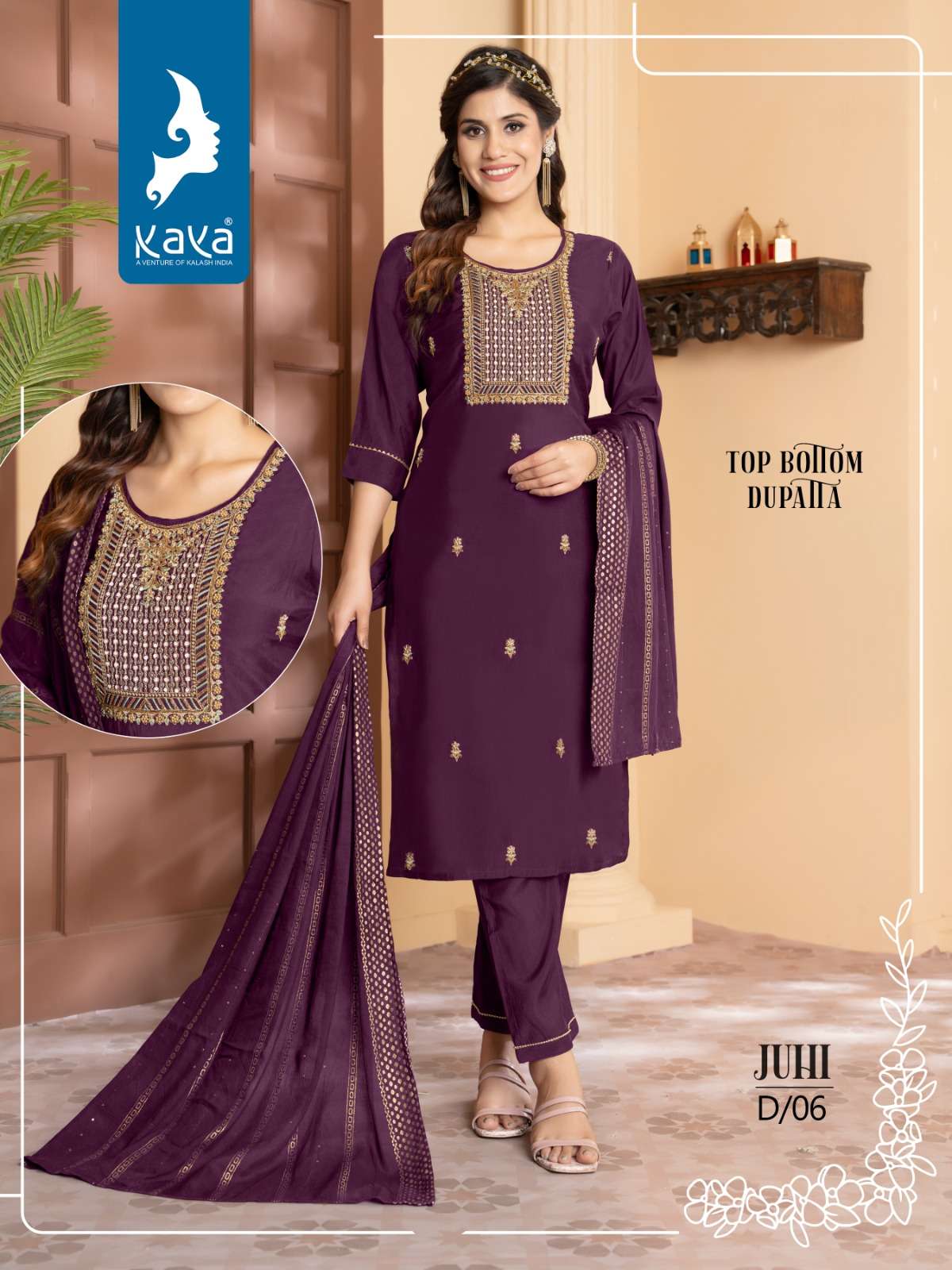 kaya juhi 01-06 series latest designer kurti set traditional wholesaler surat gujarat