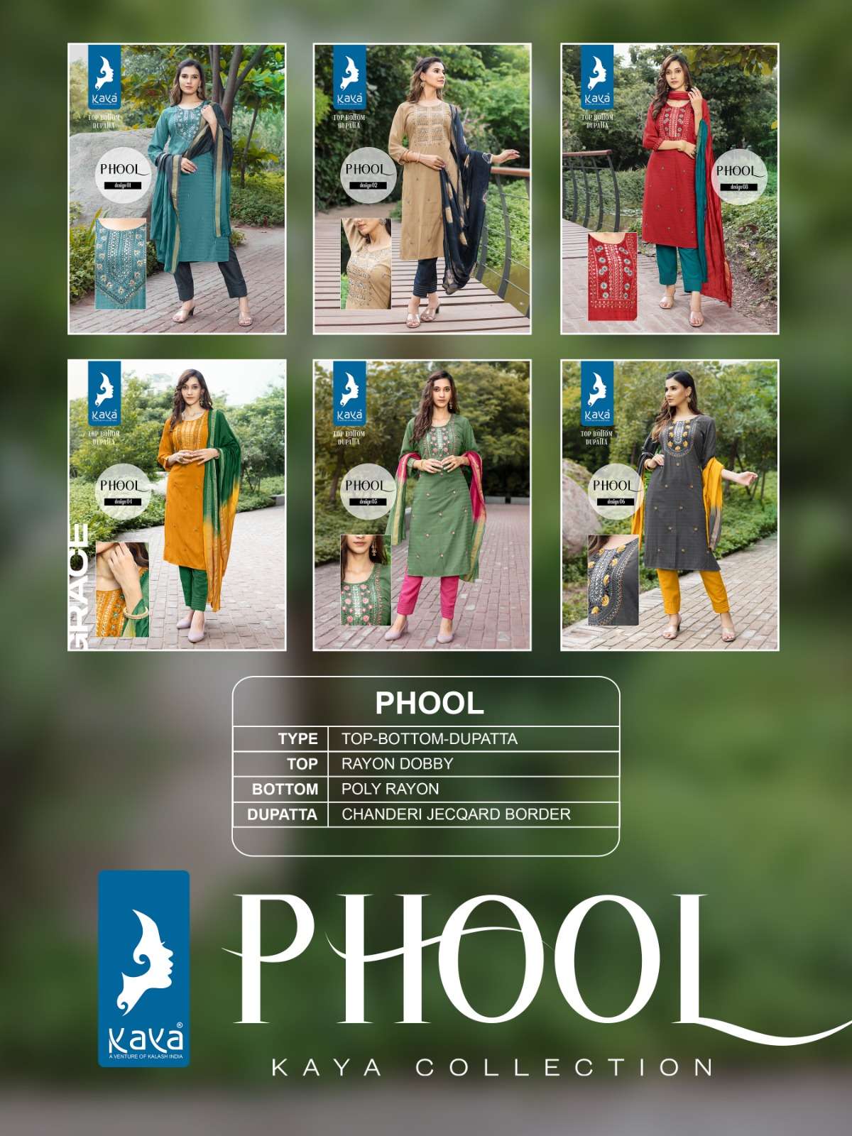 kaya phool 01-06 series designer fancy kurti full set wholesaler surat gujarat