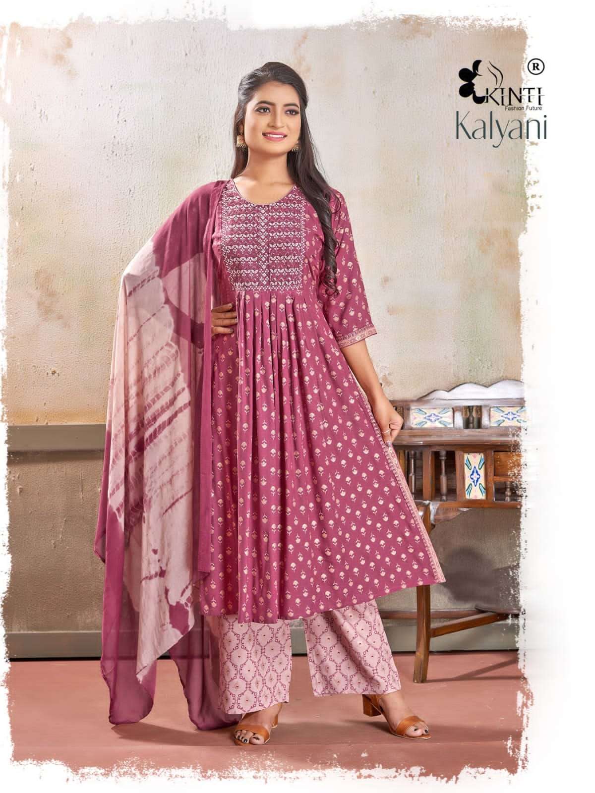 kinti fashion kalyani series latest nayra cut kurti set wholesaler surat gujarat