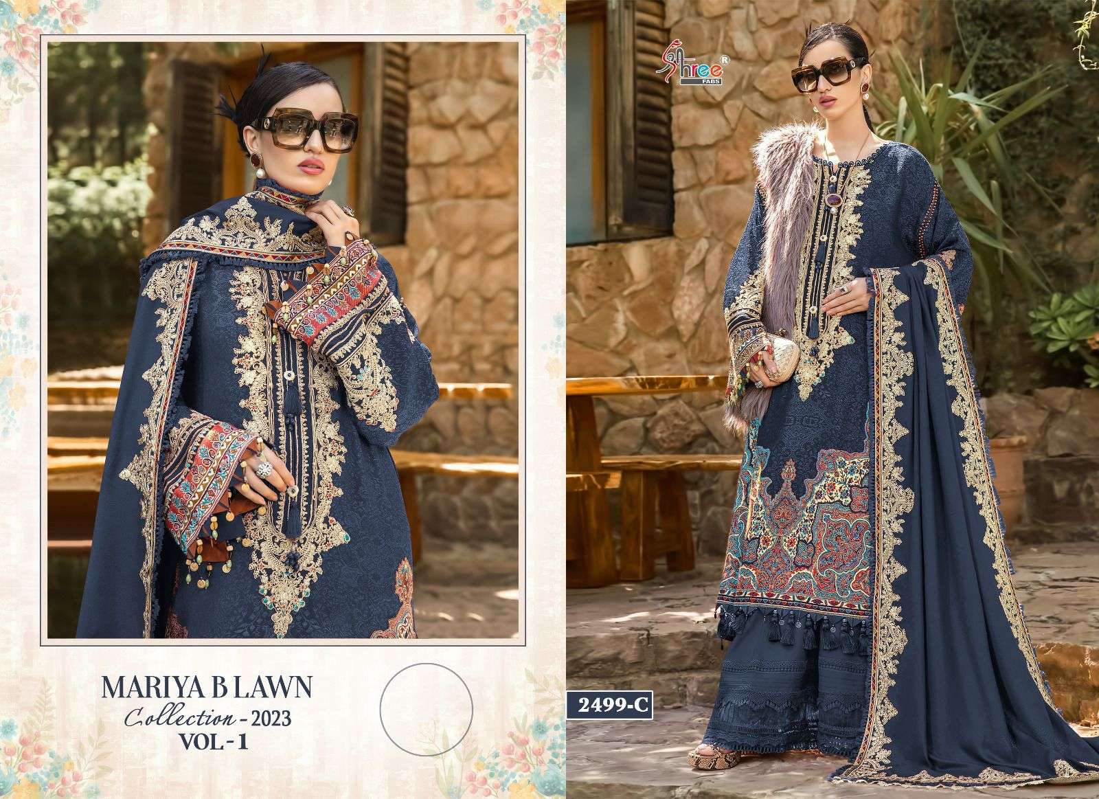 mariya b lawn collection-2023 vol-1 by shree fabs pure cotton fancy unstich dress material wholesale price 