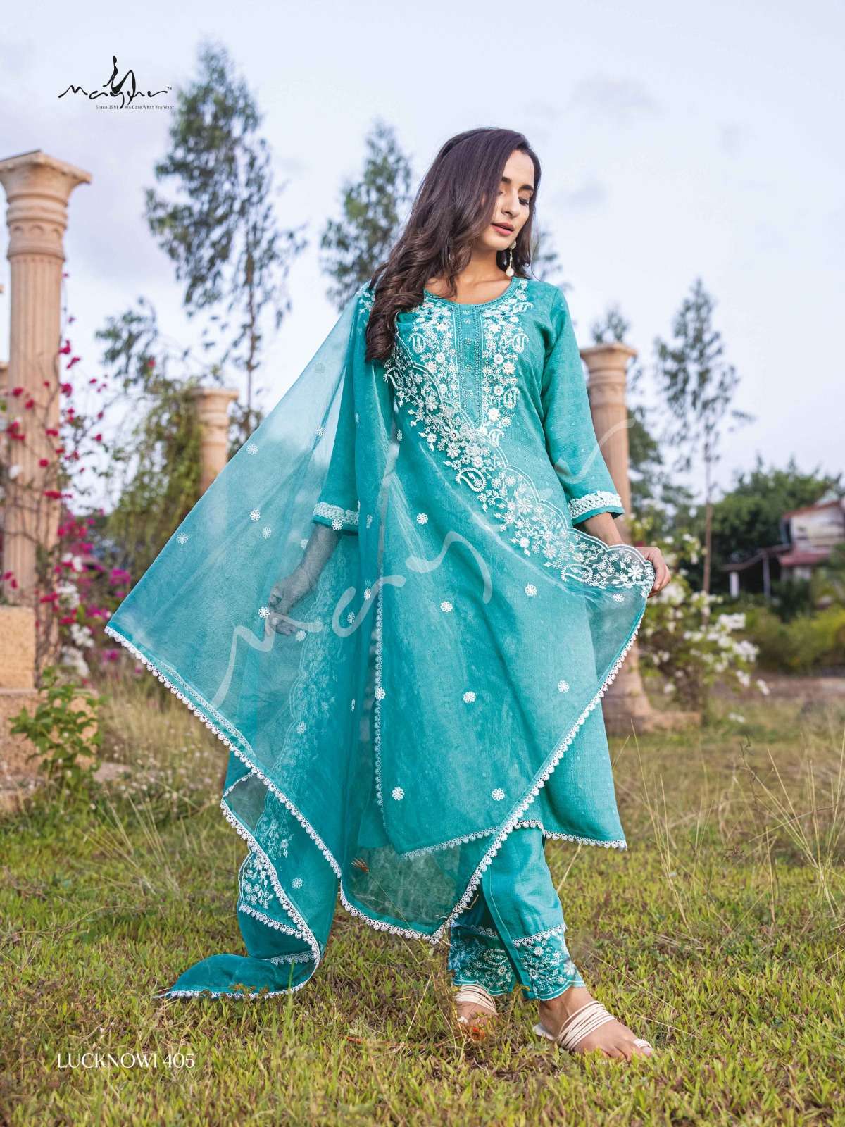 mayur fashion lucknowi vol-4 401-406 series latest designer kurti set wholesaler surat gujarat