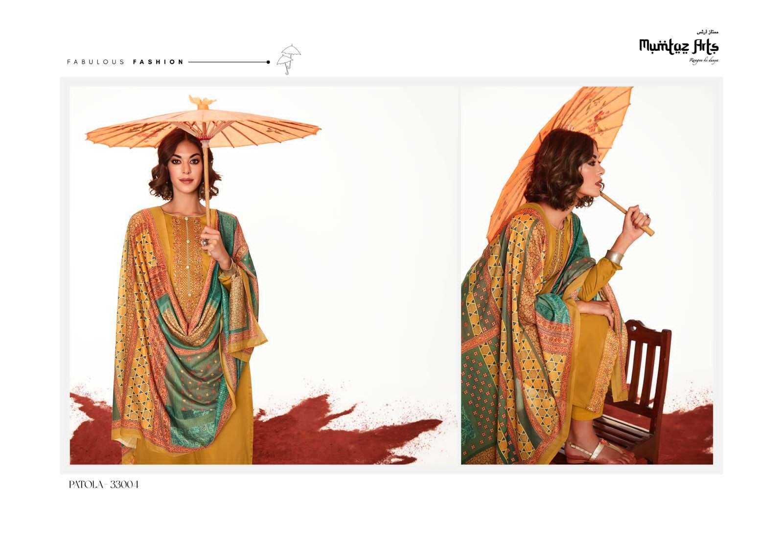 mumtaz arts patola 33001-33006 series latest designer pakistani salwar kameez wholesaler surat gujarat