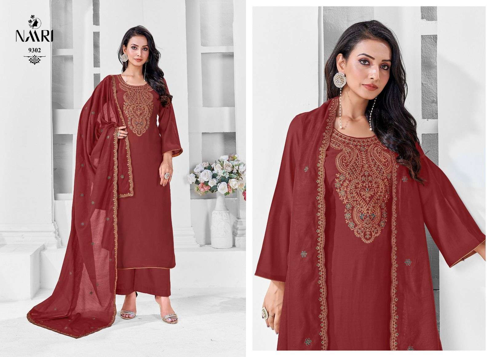 naari ayuri pure silk 9301-9304 series latest fancy salwar kameez wholesaler surat gujarat