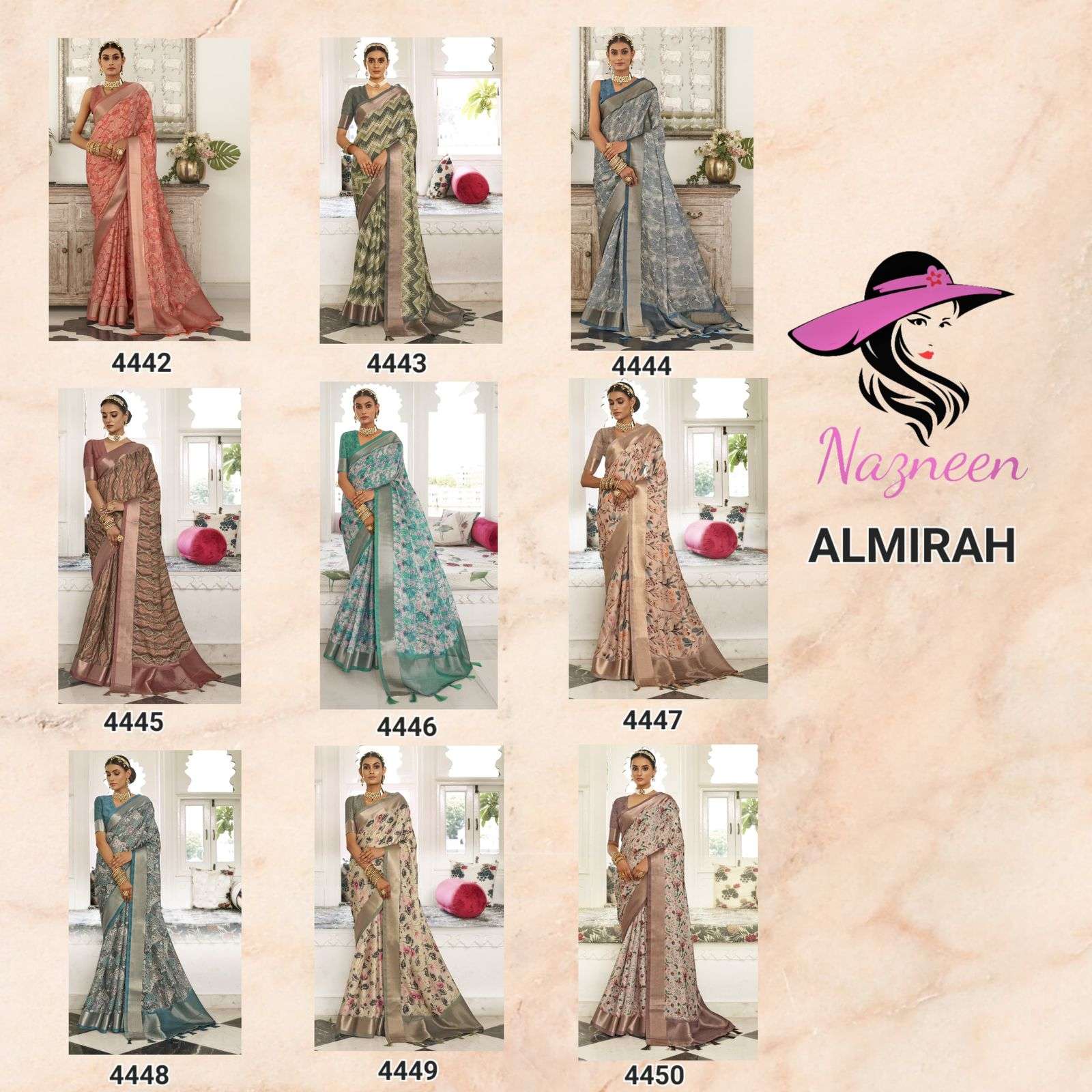 nazneen almirah 4442-4450 series latest designer saree wholesaler surat gujarat