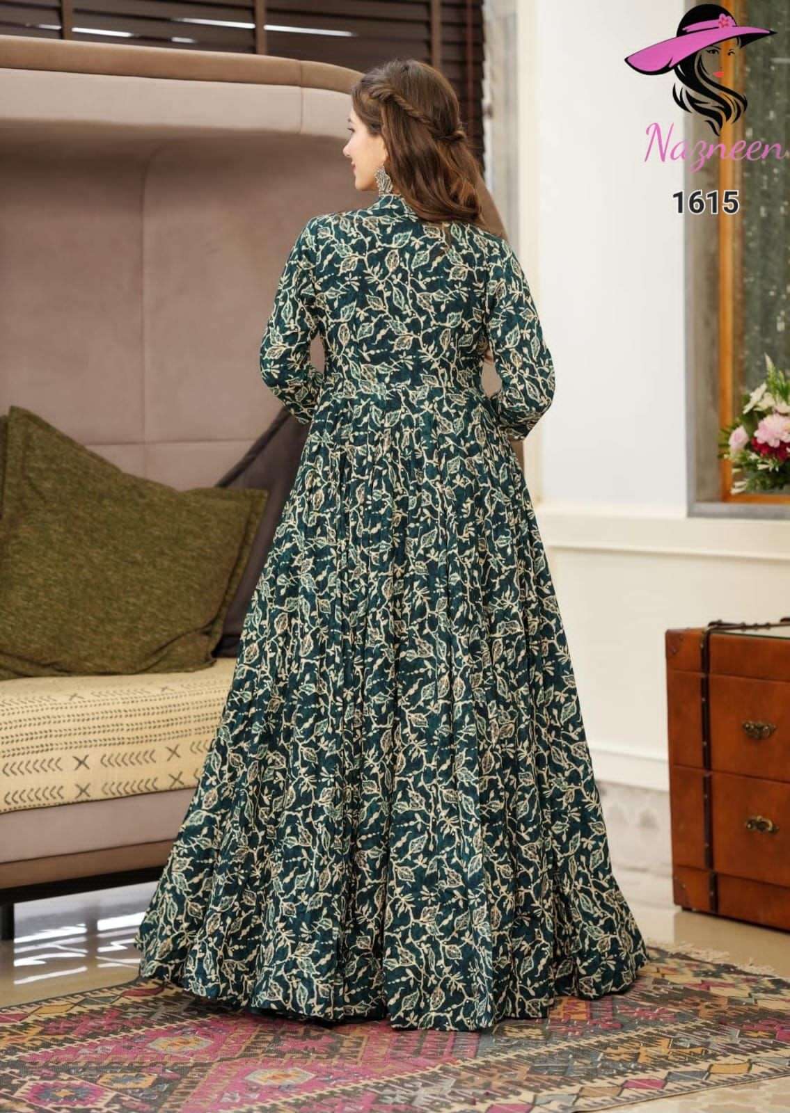 nazneen nuqat 1615-1619 series latest designer gown type kurti wholesaler surat gujarat