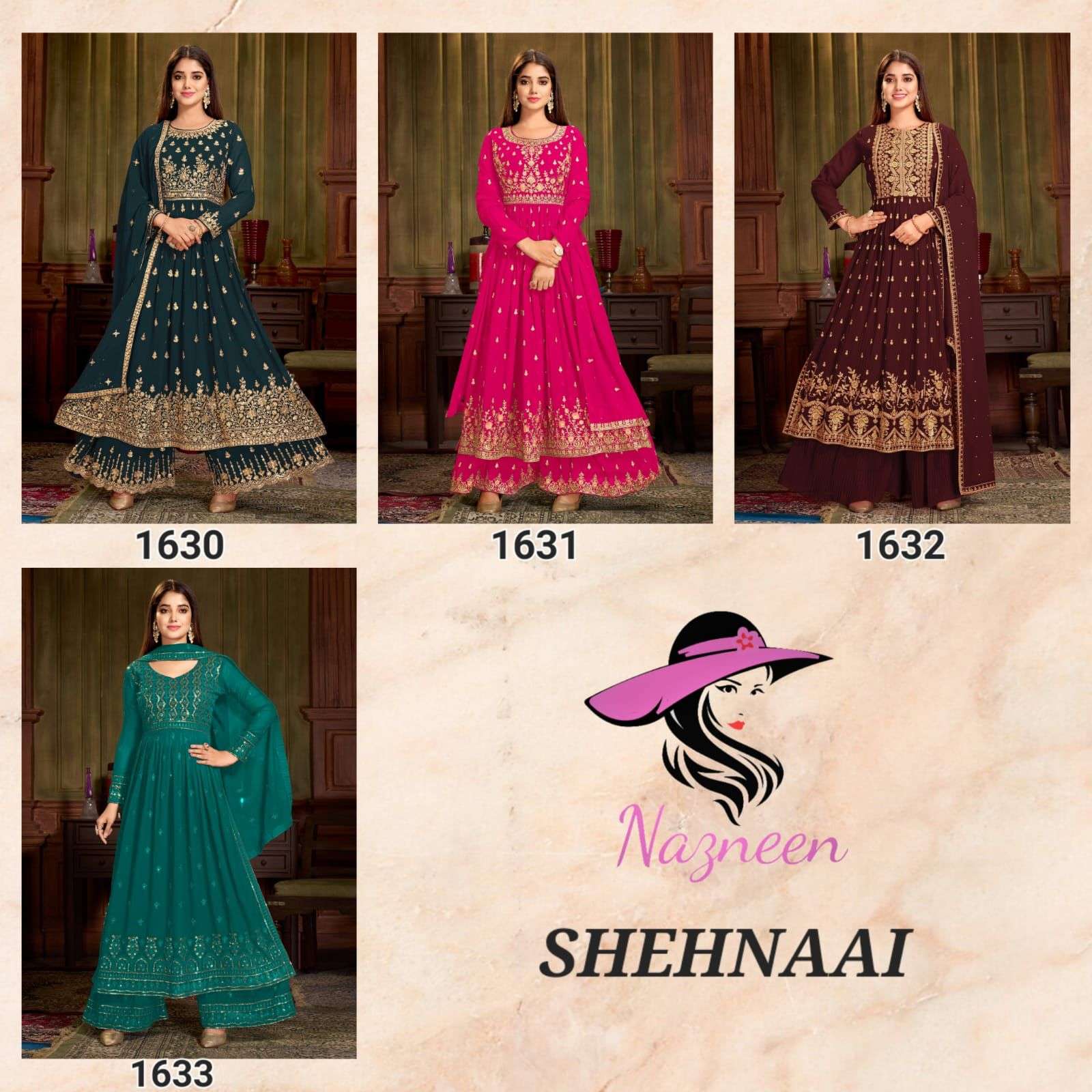 nazneen shehnaai 1630-1633 series latest readymade salwar kameez wholesaler surat gujarat