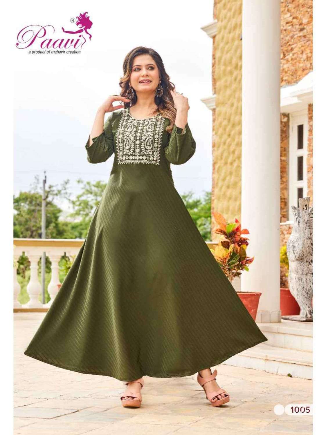 Parrot Green Full Stitched Middle Slit Kurti