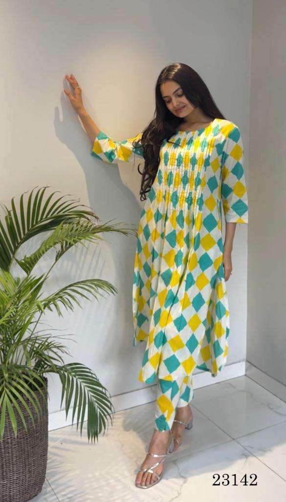 pratham fashion 23142 design designer fancy trendy kurti wholesaler surat gujarat
