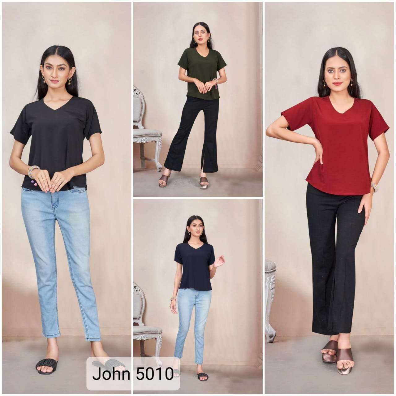 pratham fashion john 5010 colour series latest fancy jeans top wholesaler surat gujarat