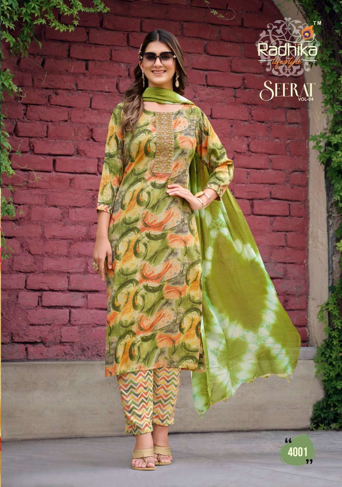 radhika lifestyle seerat vol-4 5001-5008 series latest fancy kurti set wholesaler surat gujarat