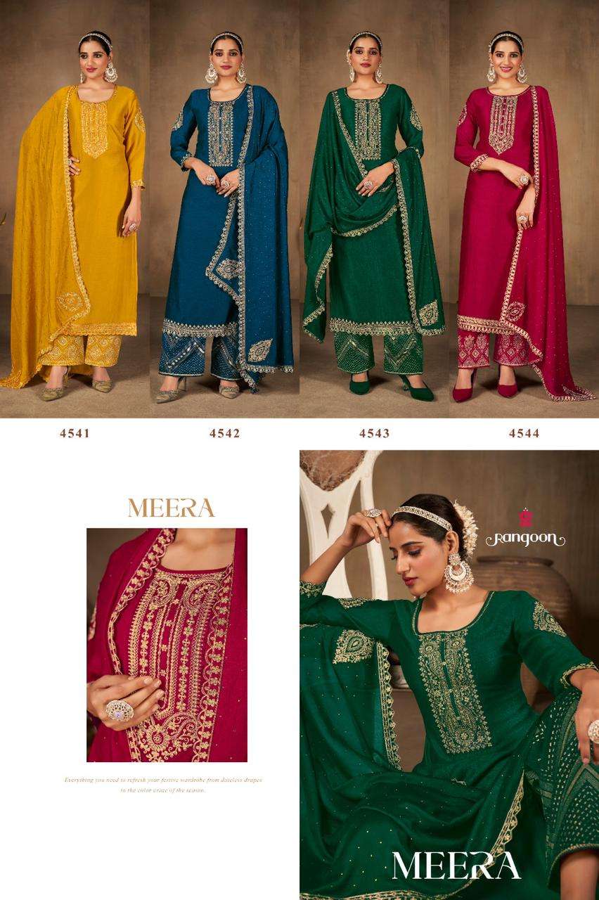 rangoon meera 4541-4544 series latest designer pakistani salwar kameez wholesaler surat gujarat