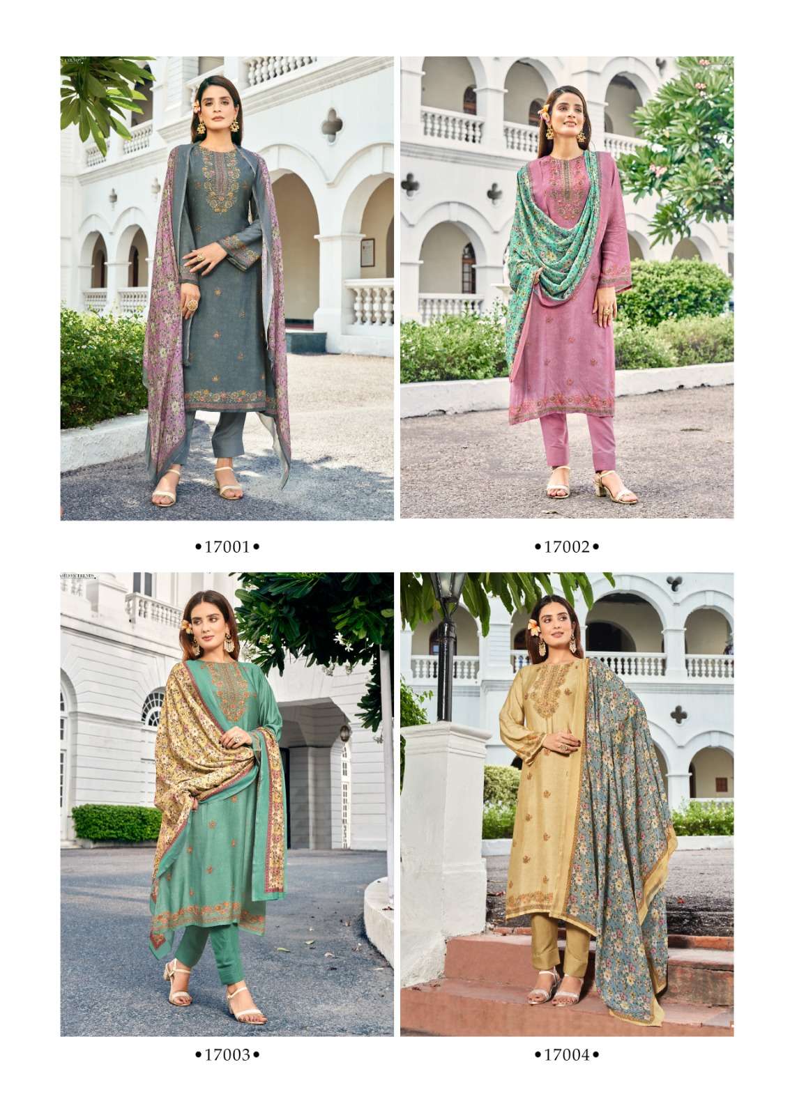 rupali fashion glam 17001-17004 series designer latest kurti pant set wholesaler surat gujarat