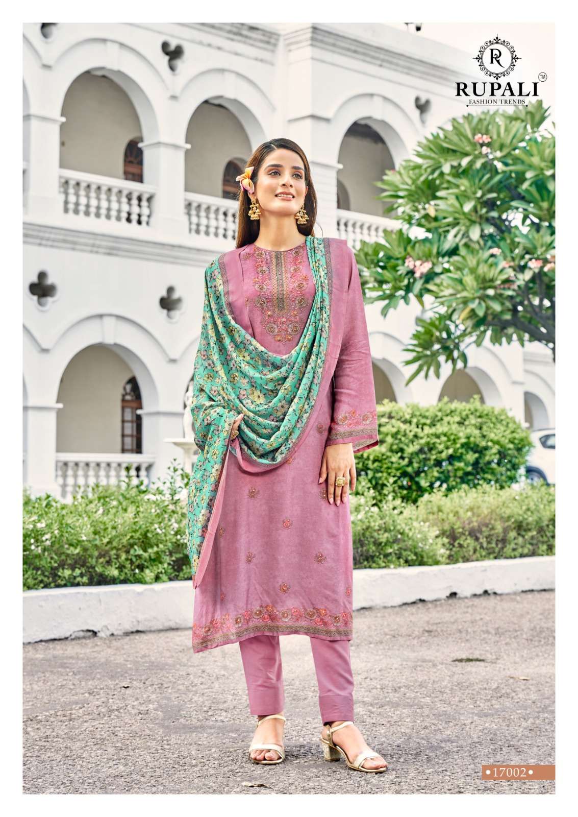 rupali fashion glam 17001-17004 series designer latest kurti pant set wholesaler surat gujarat