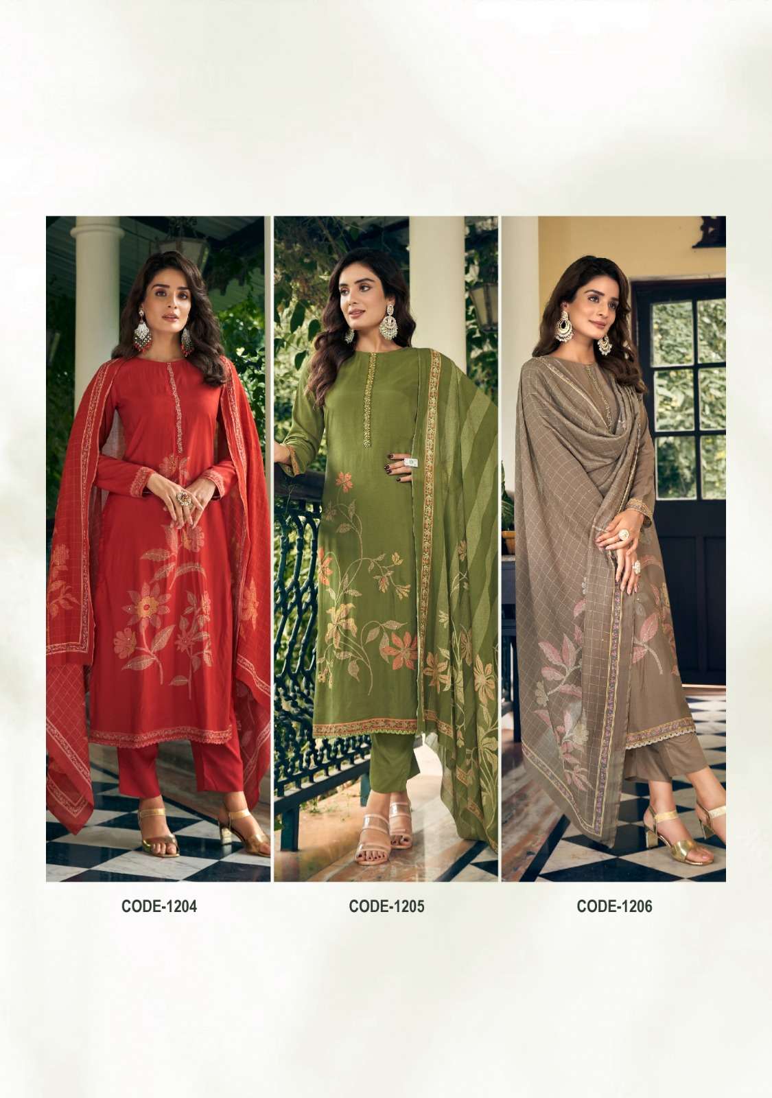rupali fashion love garden 1201-1206 series designer fancy salwar kameez wholesaler surat gujarat