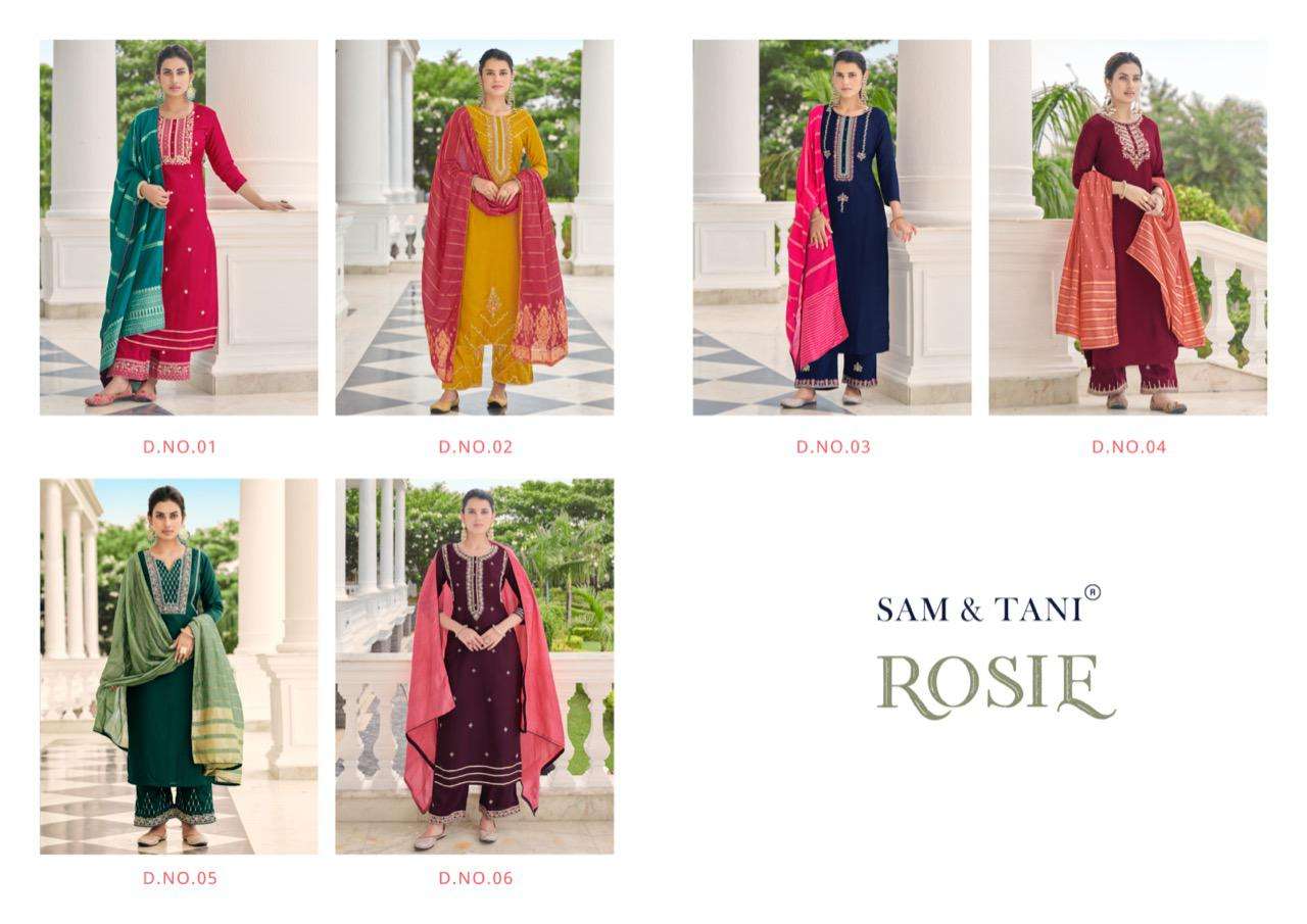 sam & tani rosie 01-06 series latest designer kurti set wholesaler surat gujarat