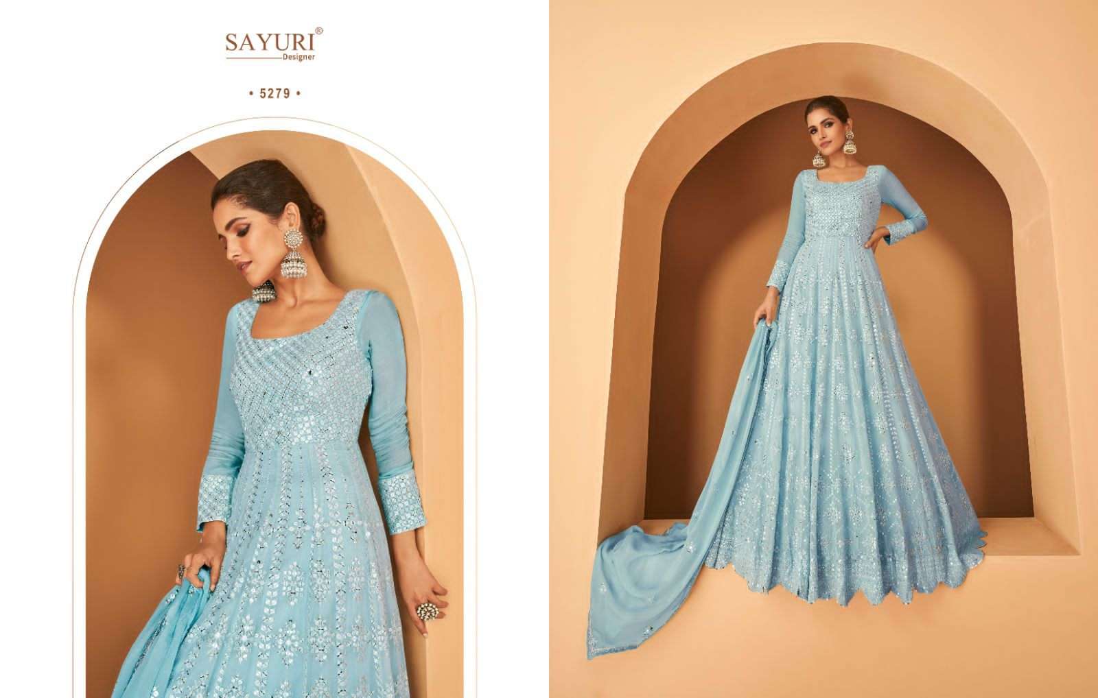 sayuri designer aarya 5277-5279 series party wear anarkali designer salwar kameez wholesale price 