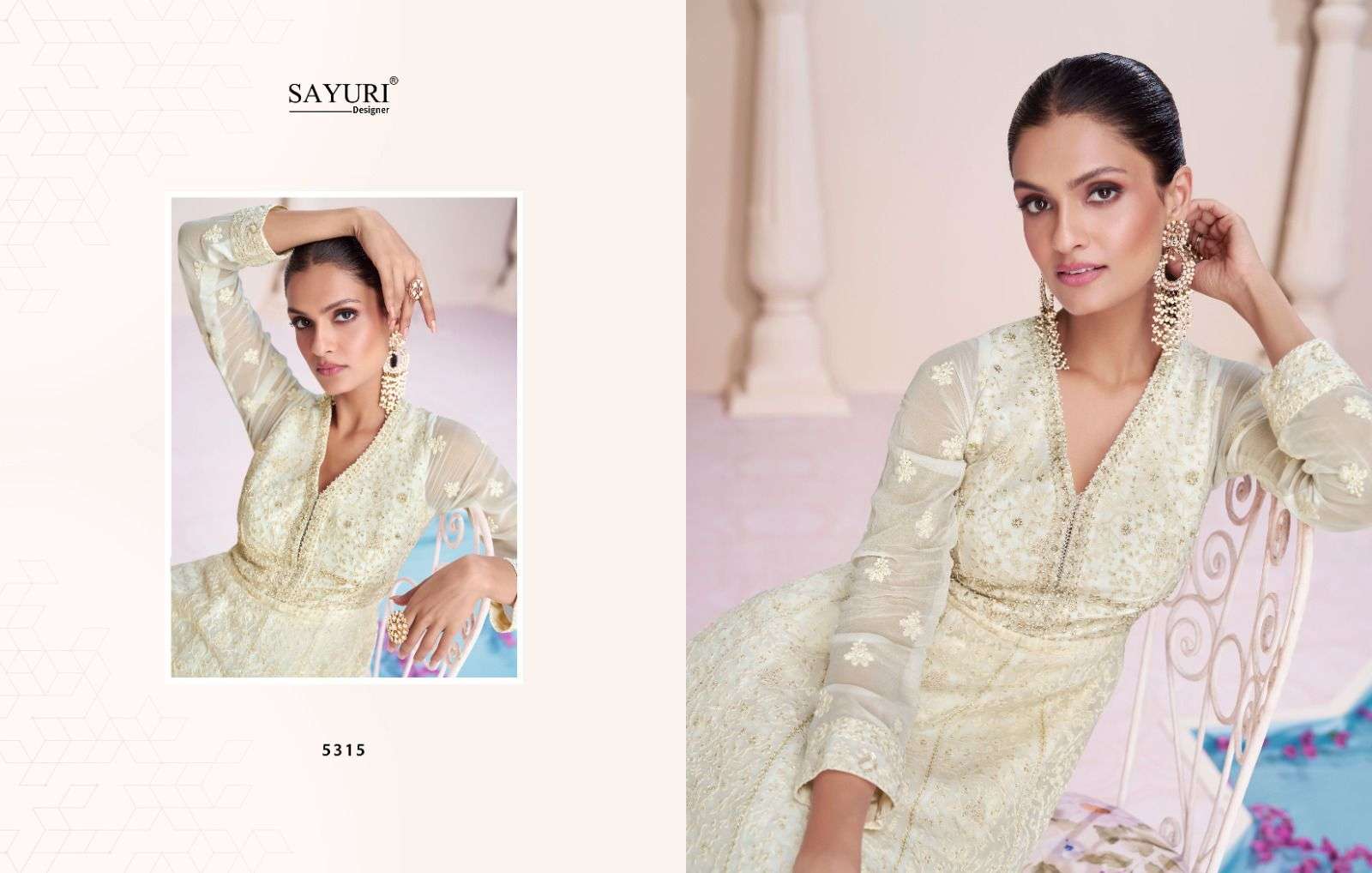 sayuri designer farida 5313-5315 series latest fancy partywear anarkali suit wholesaler surat gujarat