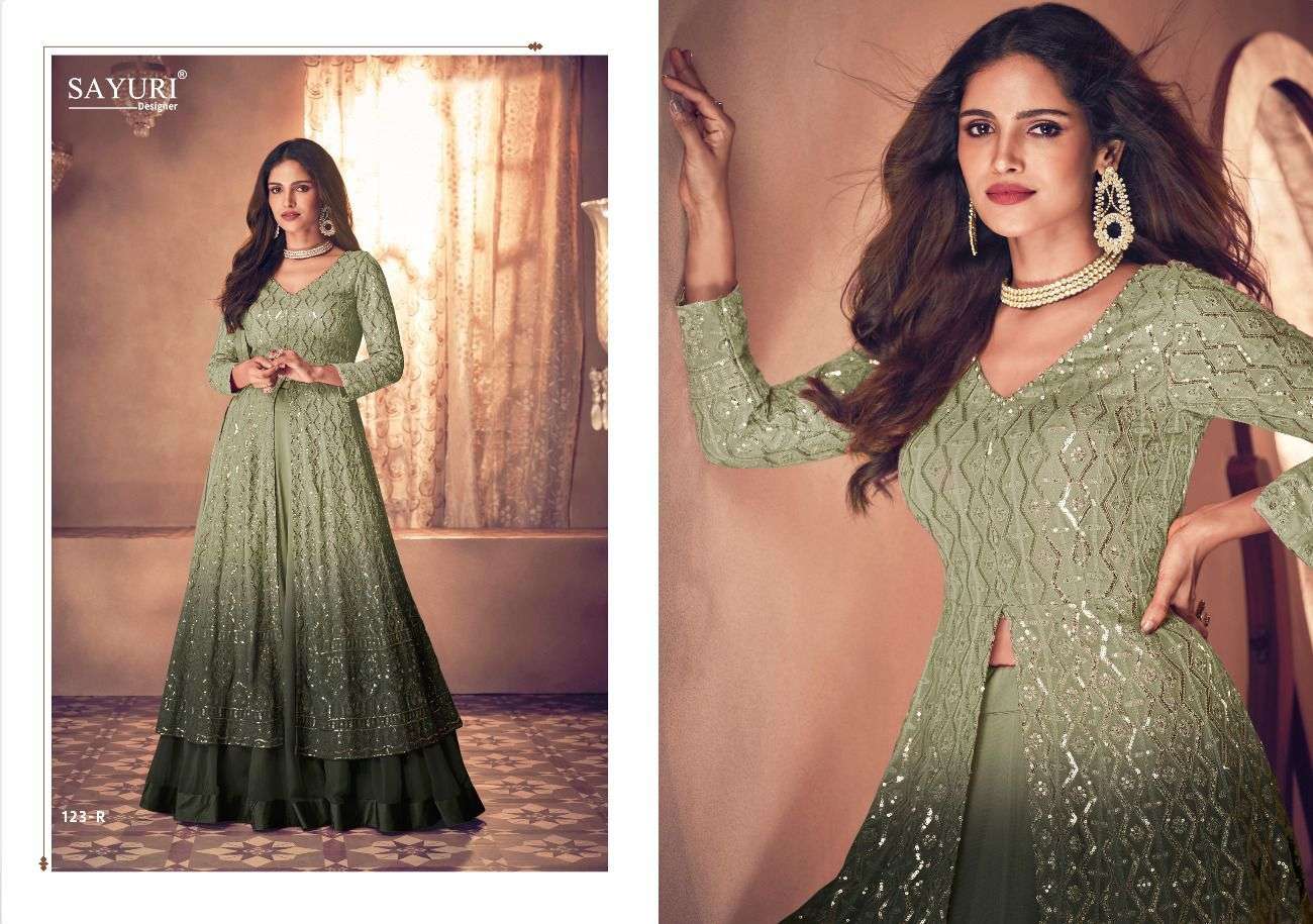 sayuri designer noor platinum shaded 123 colour series designer partywear salwar kameez wholesaler surat gujarat