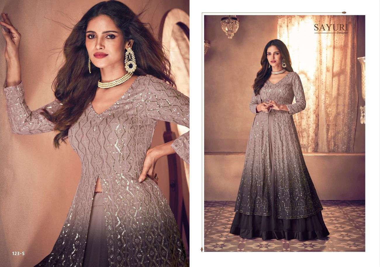 sayuri designer noor platinum shaded 123 colour series designer partywear salwar kameez wholesaler surat gujarat