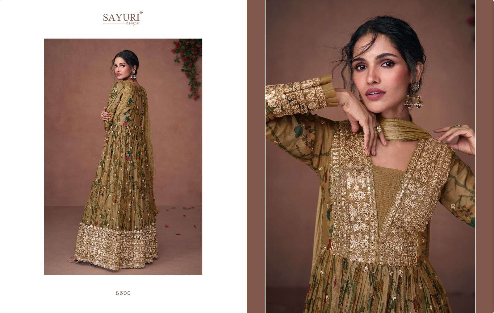 sayuri designer nooriat 5300-5304 series latest readymade partywear salwar kameez wholesaler surat gujarat