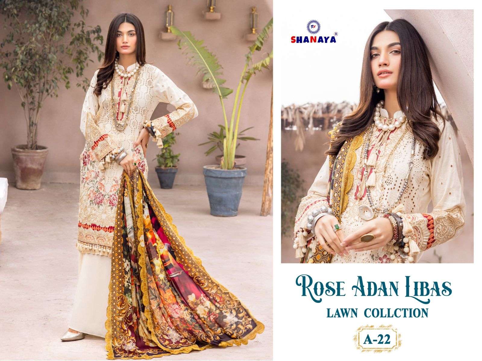 shanaya fashion rose adan libas a-21-24 series designer pakistani salwar kameez wholesaler surat gujarat